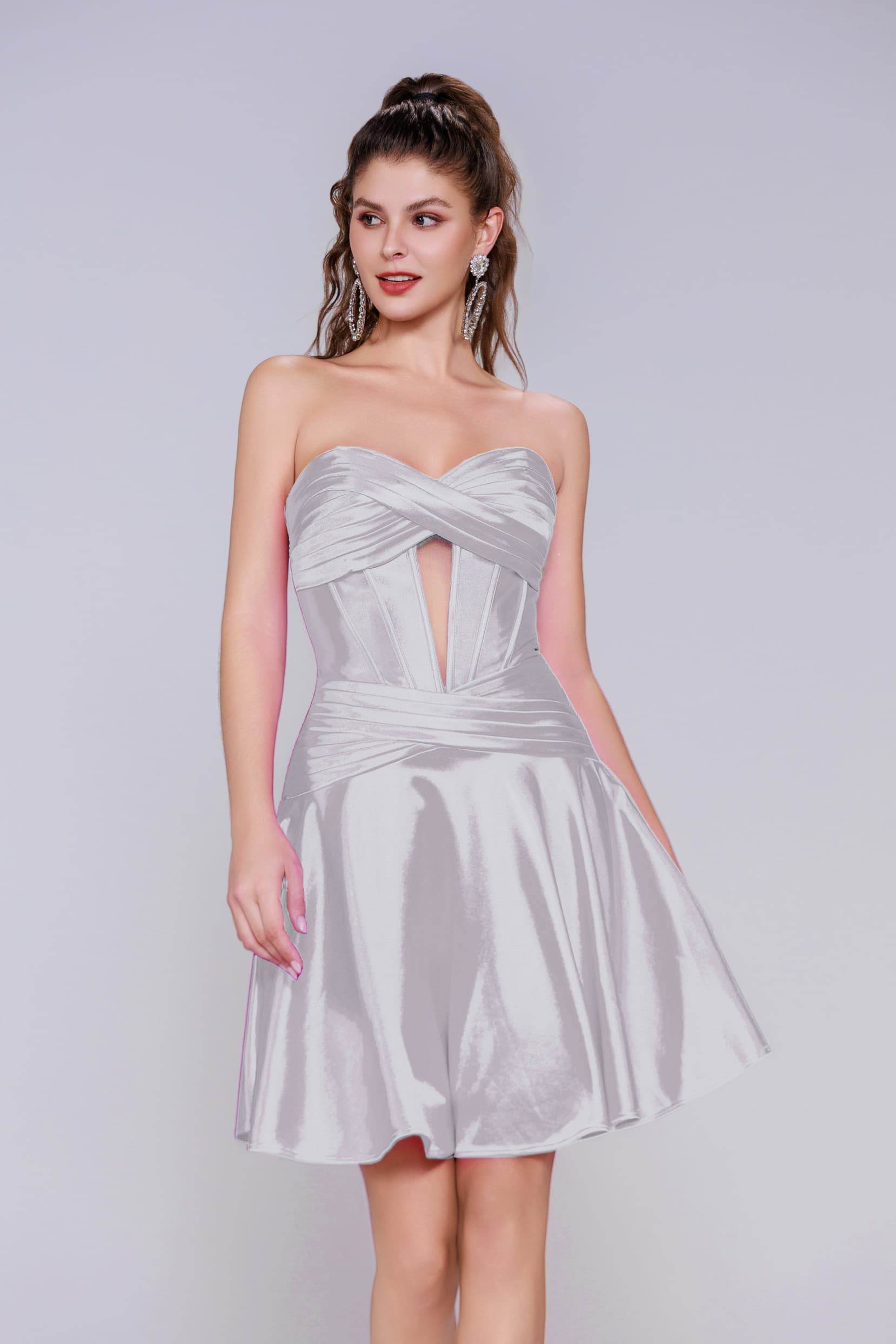A-Line Mini Stretch Satin Homecoming Dress CS1035 - COCOMELODY