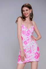 Sheath-Column Mini Sequined Lace Homecoming Dress CS1036 - COCOMELODY