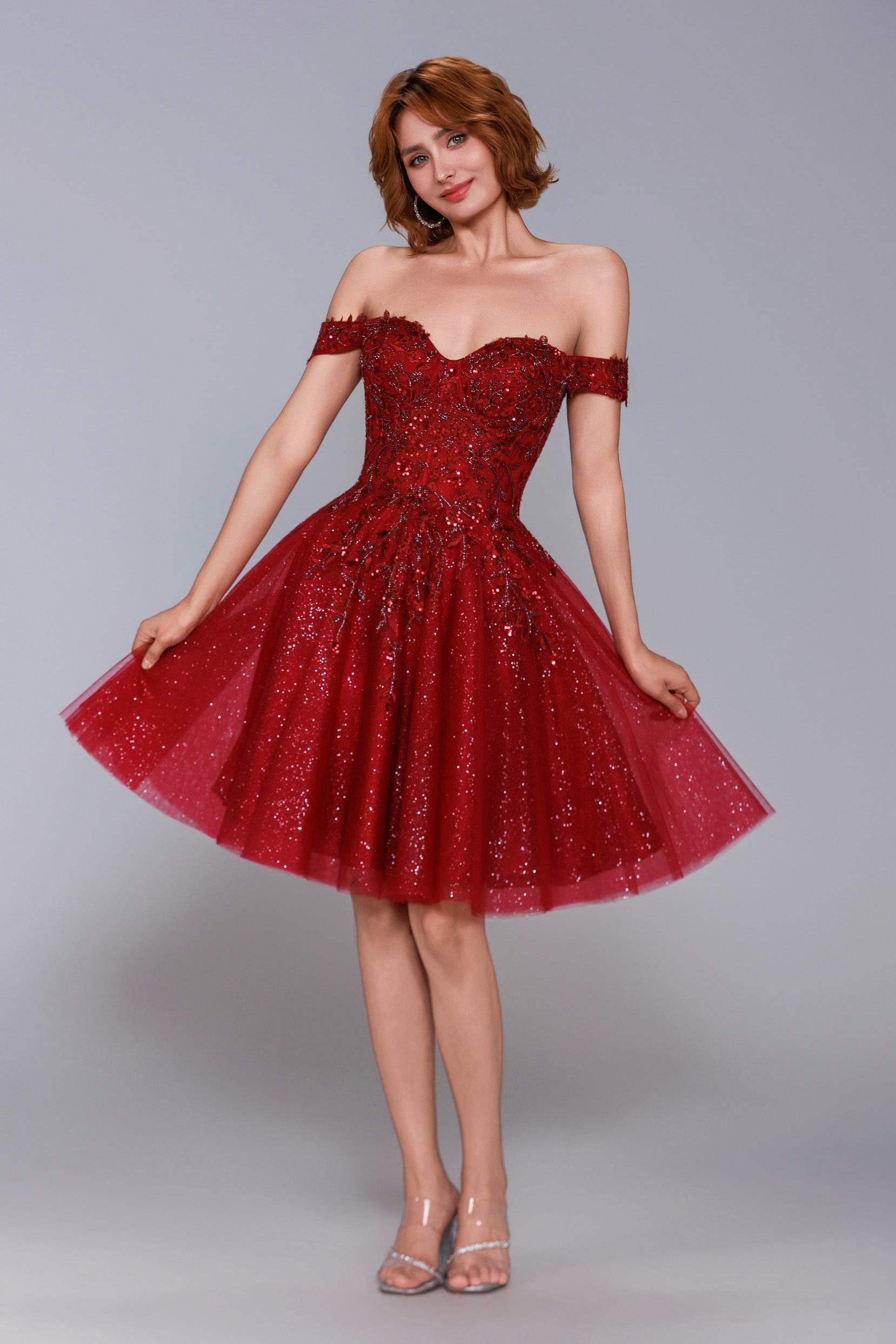 A-Line Mini Glitter Homecoming Dress CS1037 - COCOMELODY