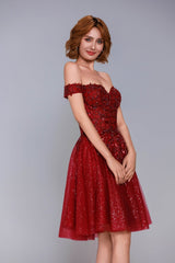 A-Line Mini Glitter Homecoming Dress CS1037 - COCOMELODY
