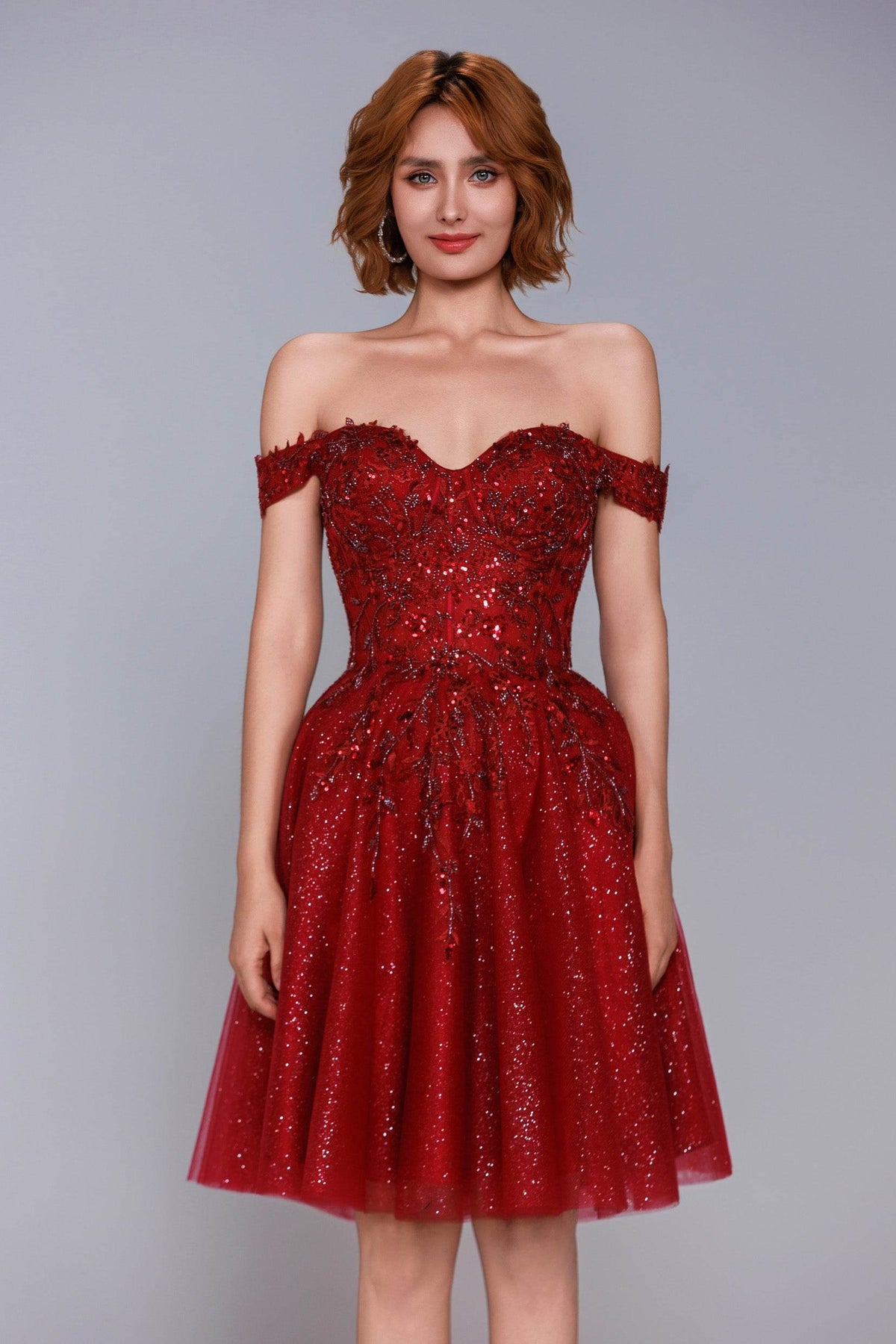A-Line Mini Glitter Homecoming Dress CS1037 - COCOMELODY