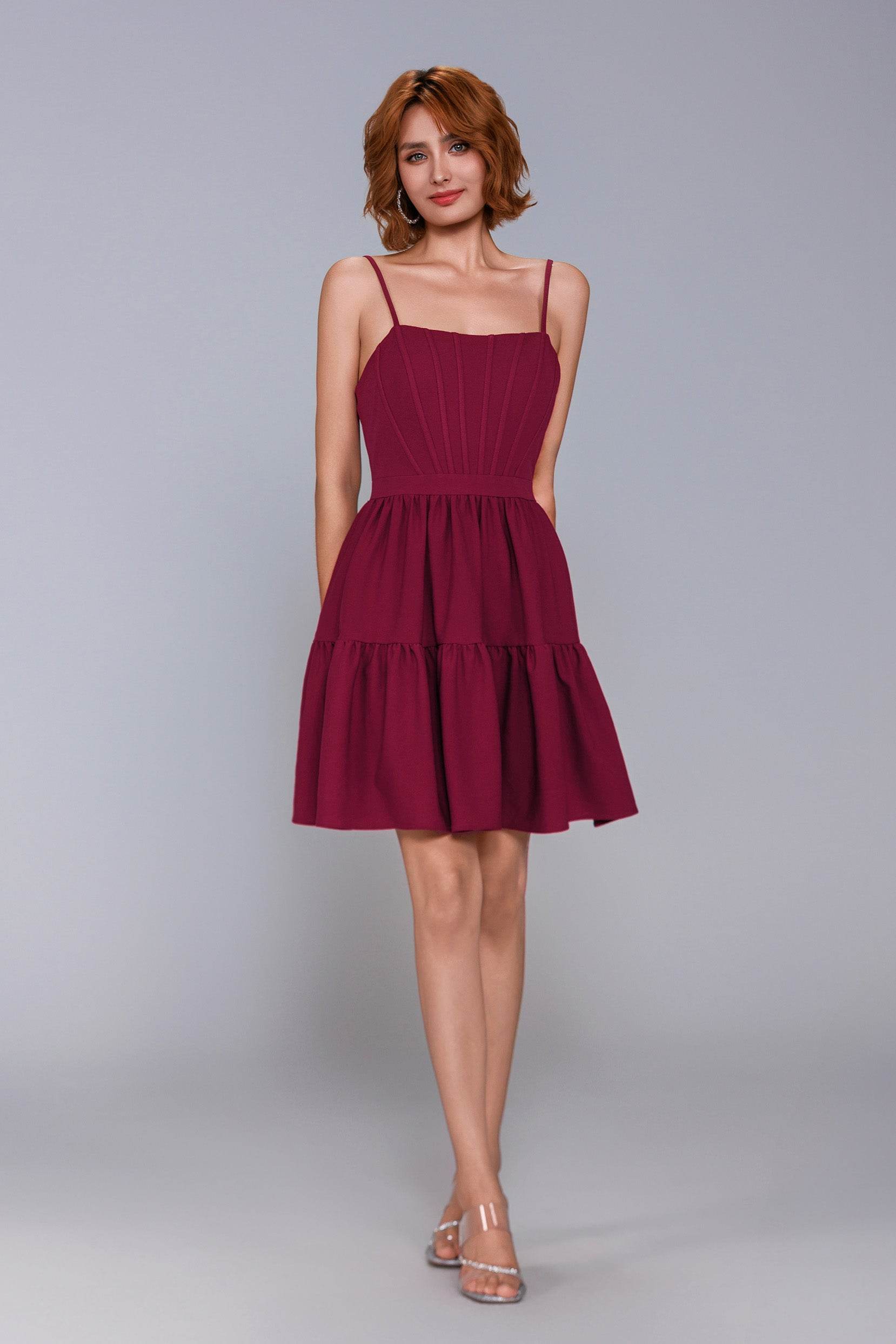 A-Line Mini Stretch Crepe Homecoming Dress CS1038 - COCOMELODY