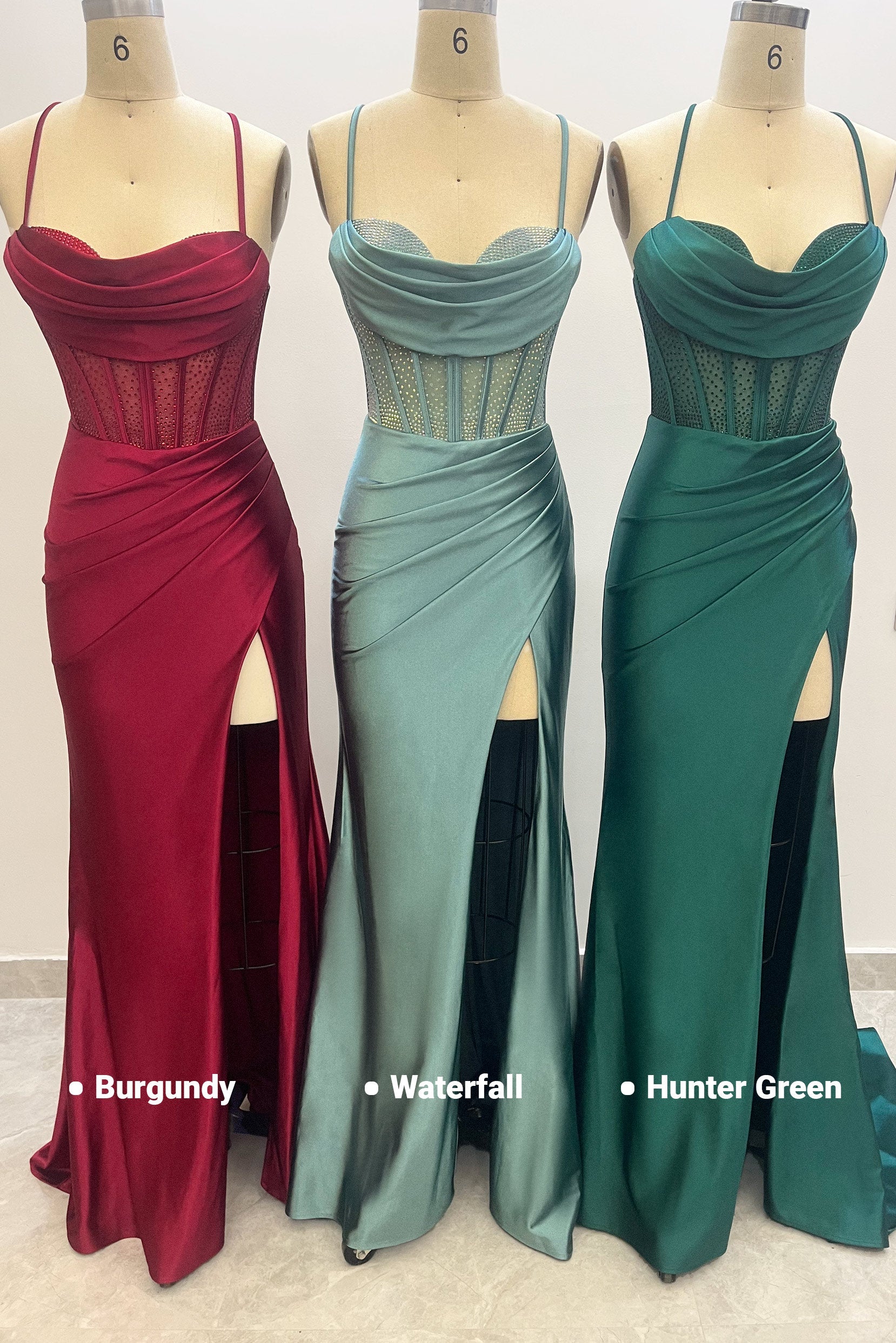 Sheath-Column Maxi Stretch Satin Prom Dress CS1039