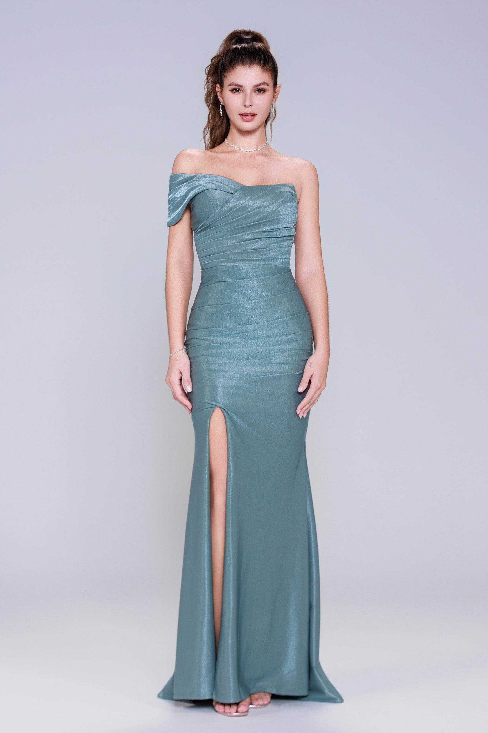 Sheath-Column Maxi Stretch Crepe Prom Dress CS1040 - COCOMELODY