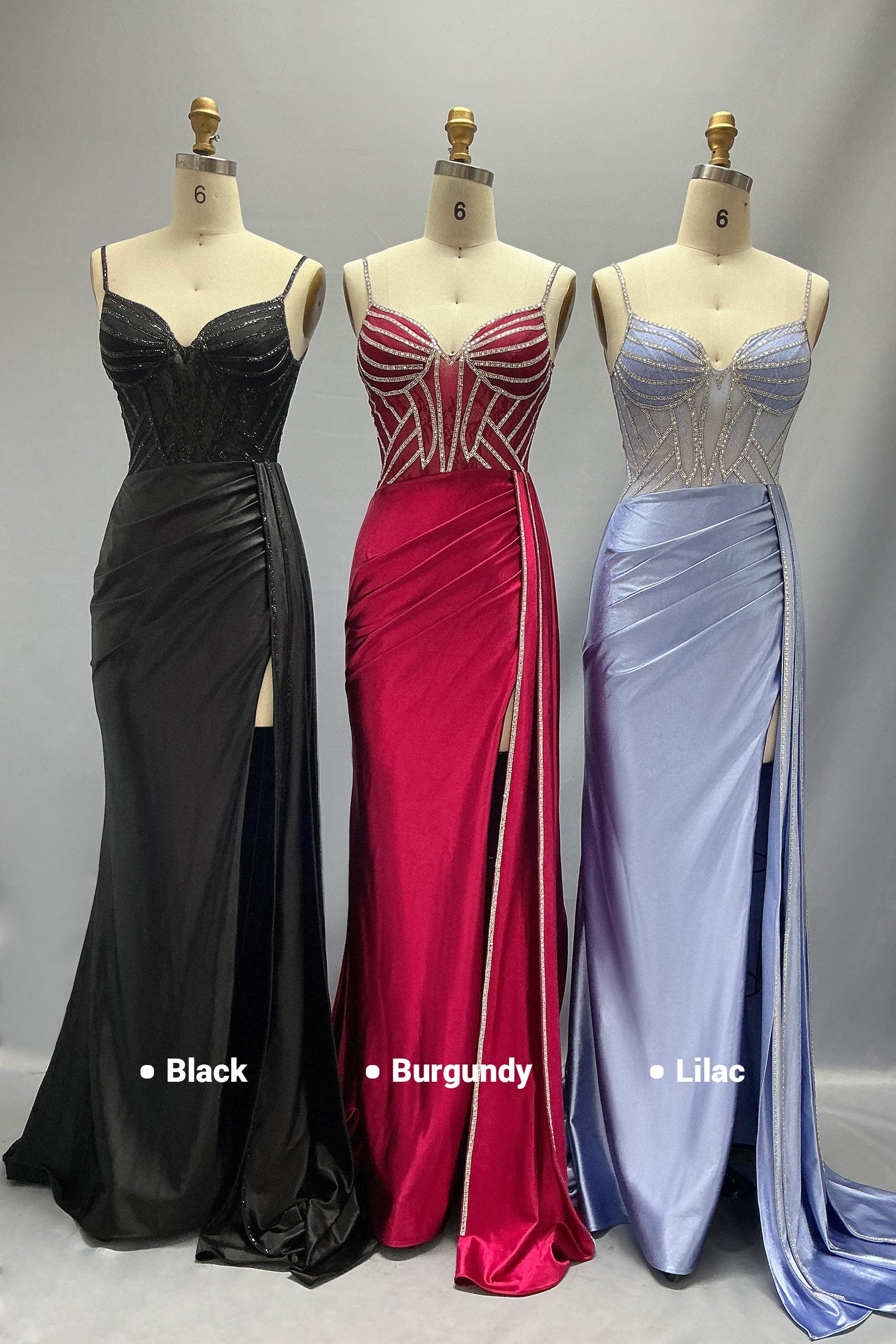 Sheath-Column Sweep-Brush Train Stretch Satin Prom Dress CS1042