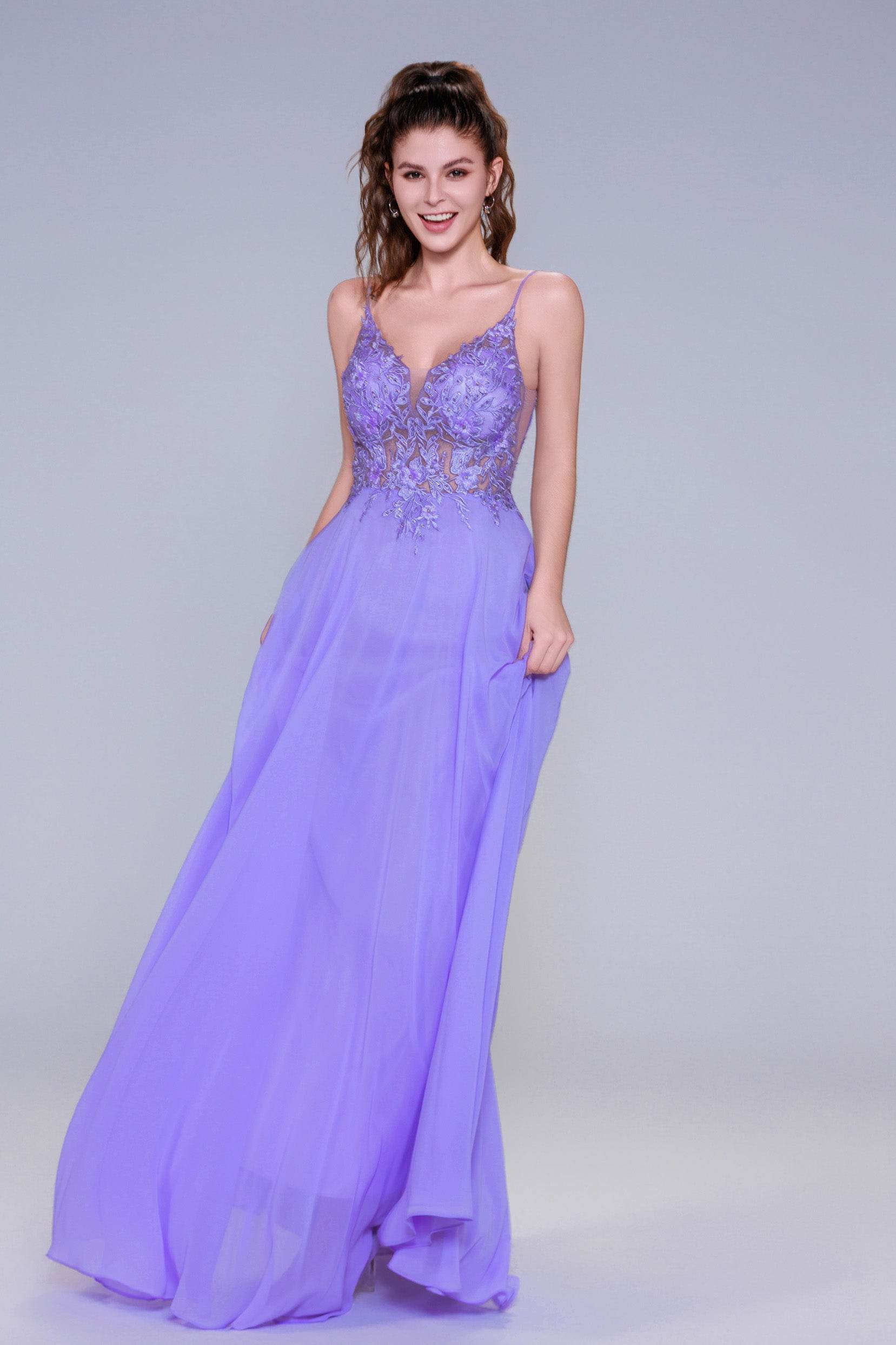 A-Line Maxi Chiffon Prom Dress CS1043 - COCOMELODY