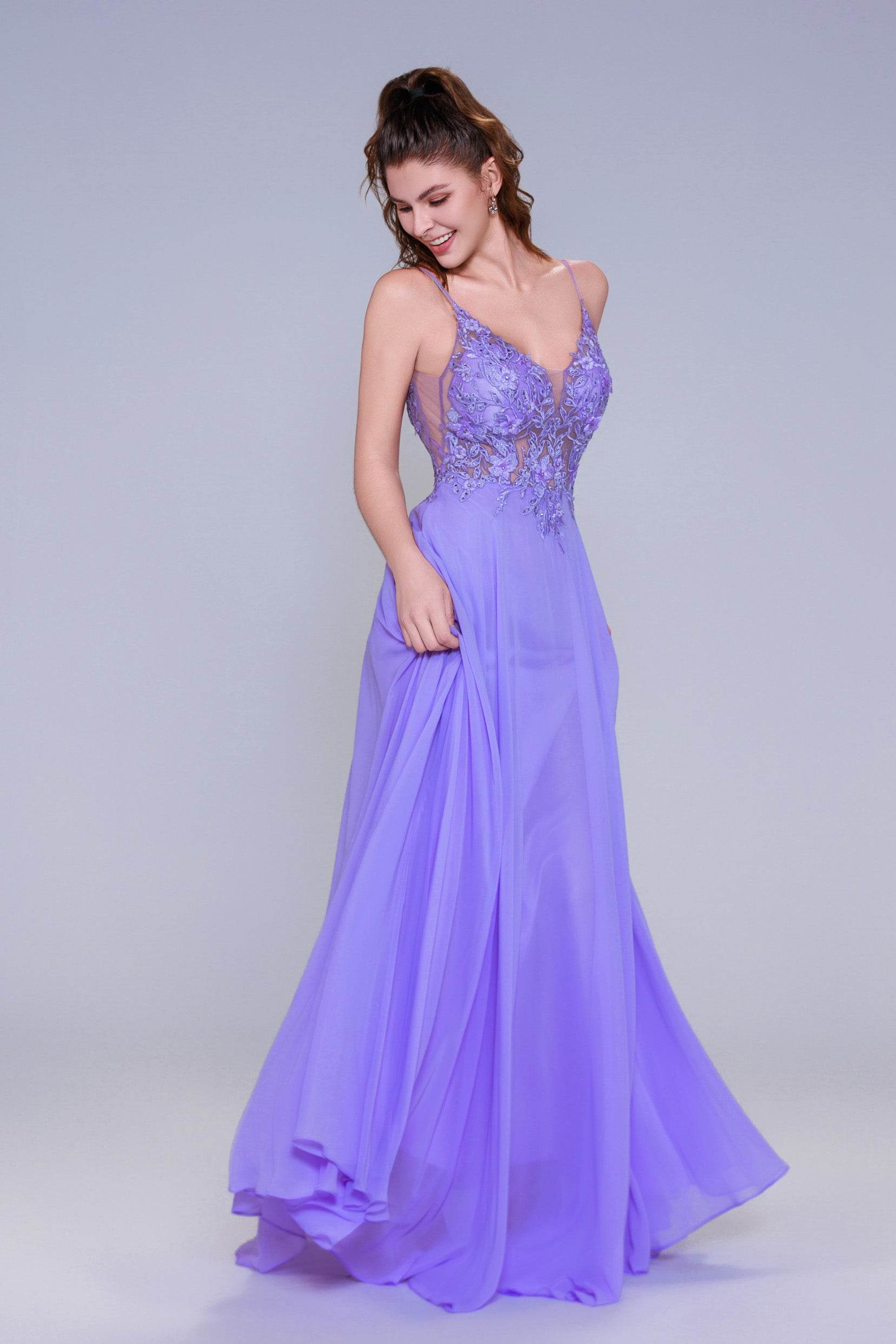 A-Line Maxi Chiffon Prom Dress CS1043 - COCOMELODY