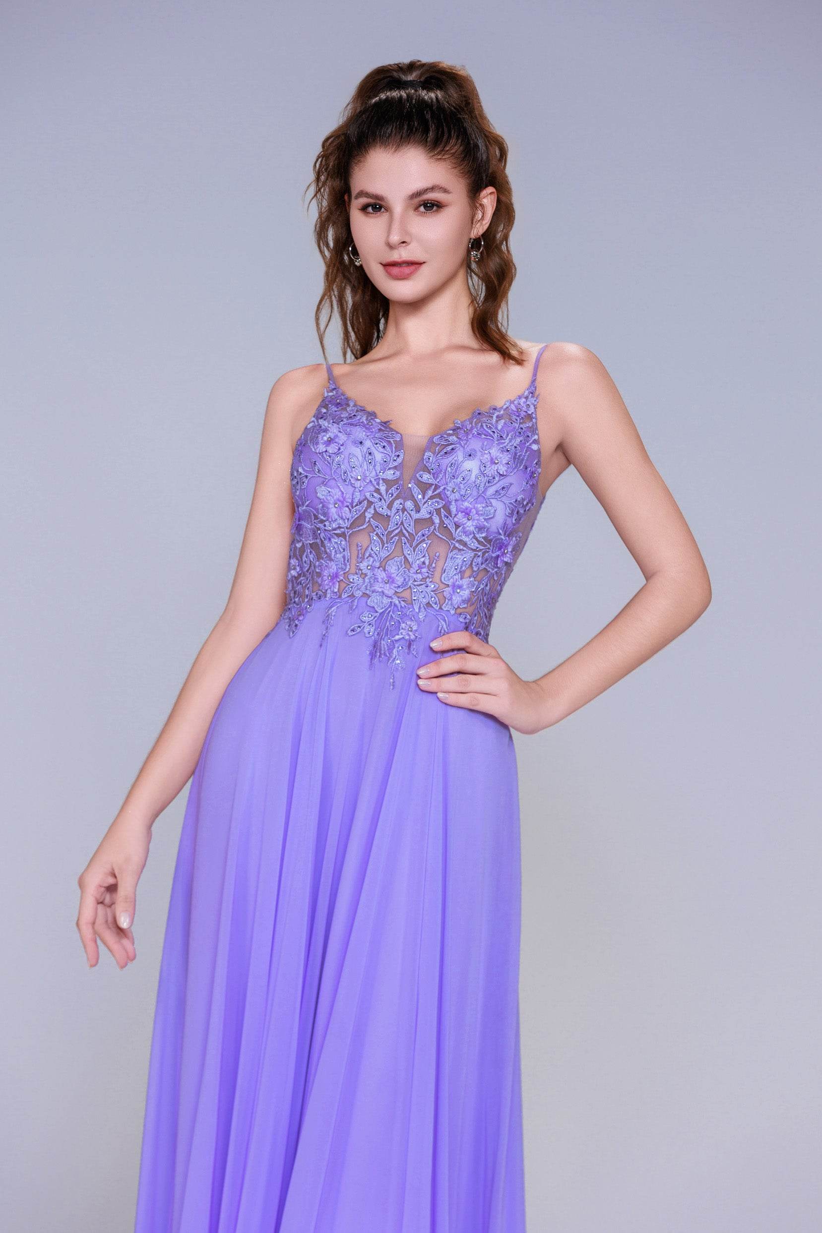 A-Line Maxi Chiffon Prom Dress CS1043 - COCOMELODY