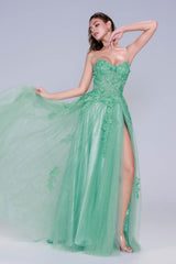 A-Line Maxi Tulle Prom Dress CS1044 - COCOMELODY