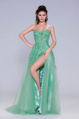 A-Line Maxi Tulle Prom Dress CS1044 - COCOMELODY