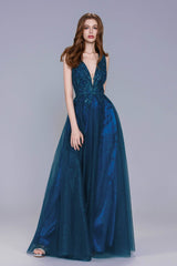 A-Line Maxi Tulle Prom Dress CS1045 - COCOMELODY