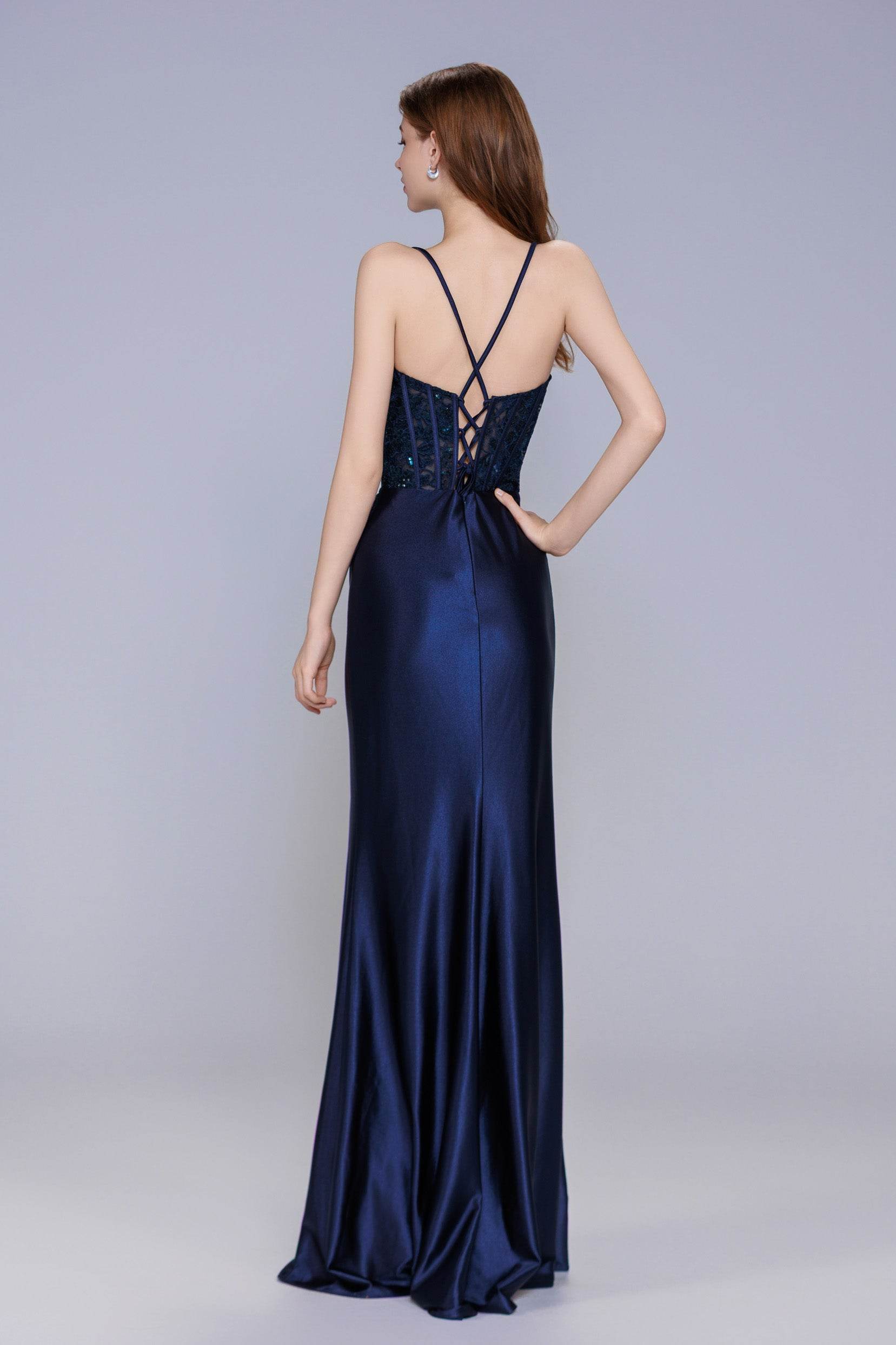 Sheath-Column Maxi Stretch Satin Prom Dress CS1046 - COCOMELODY