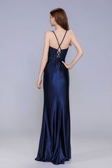 Sheath-Column Maxi Stretch Satin Prom Dress CS1046 - COCOMELODY