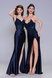 Sheath-Column Maxi Stretch Satin Prom Dress CS1046 - COCOMELODY
