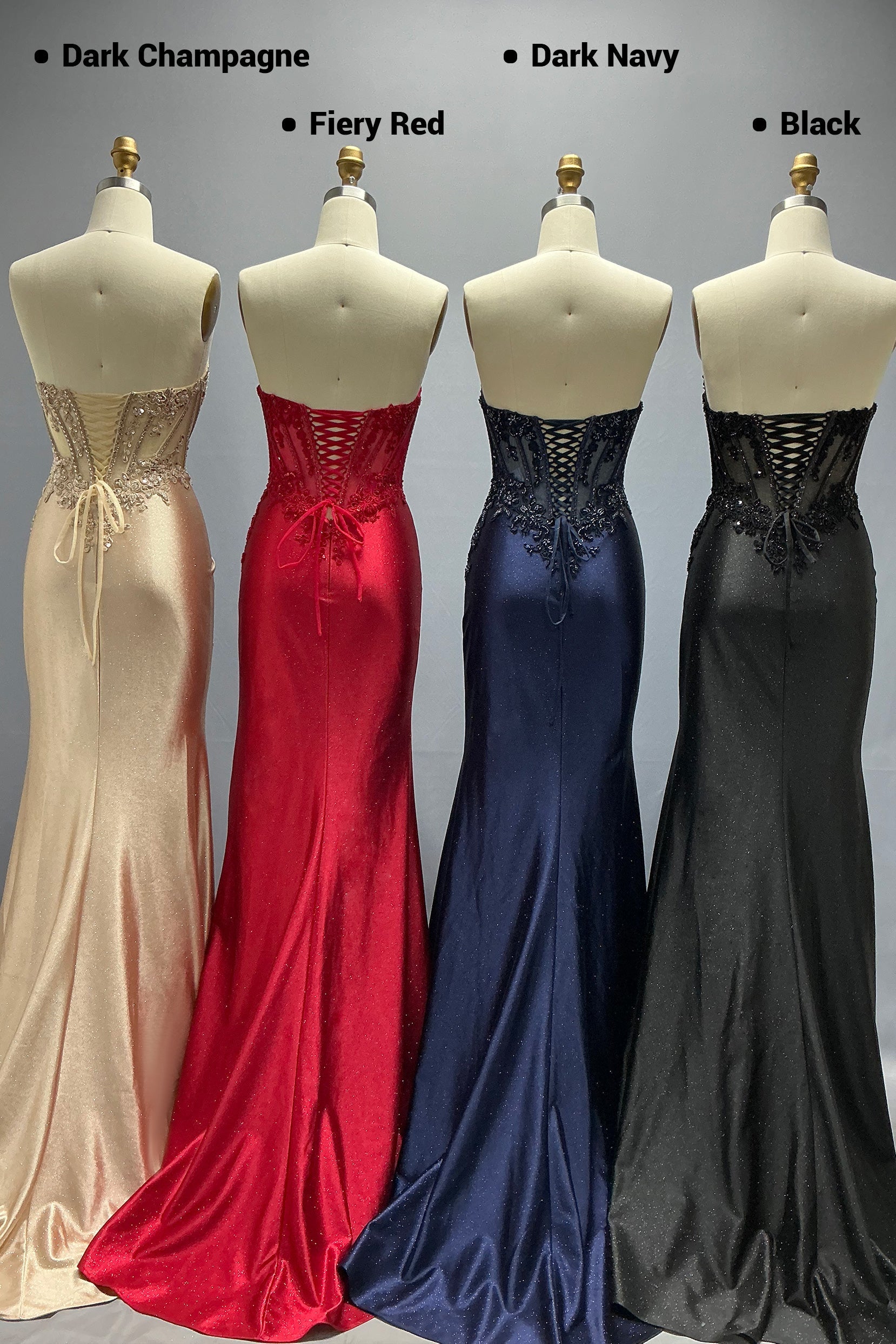 Sheath-Column Sweep-Brush Train Stretch Satin Prom Dress CS1047
