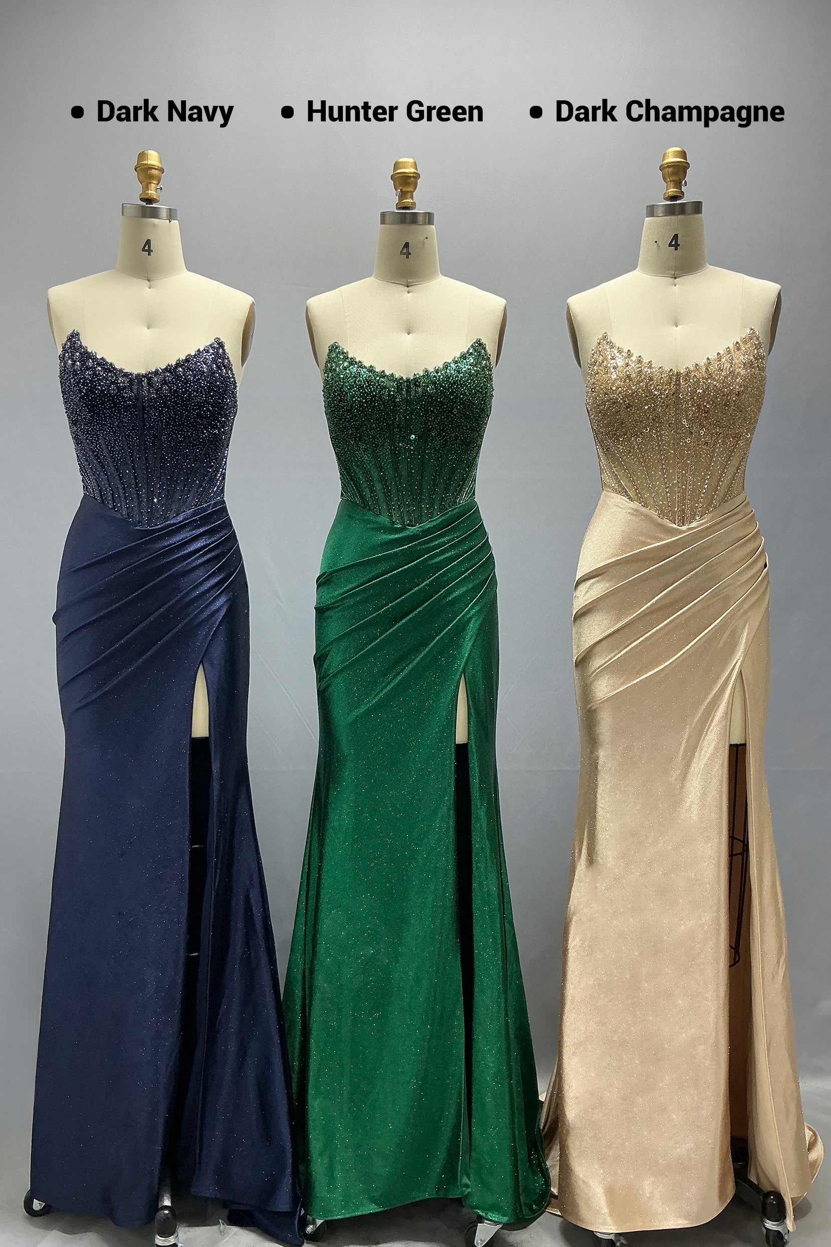 Sheath-Column Sweep-Brush Train Stretch Satin Prom Dress CS1047