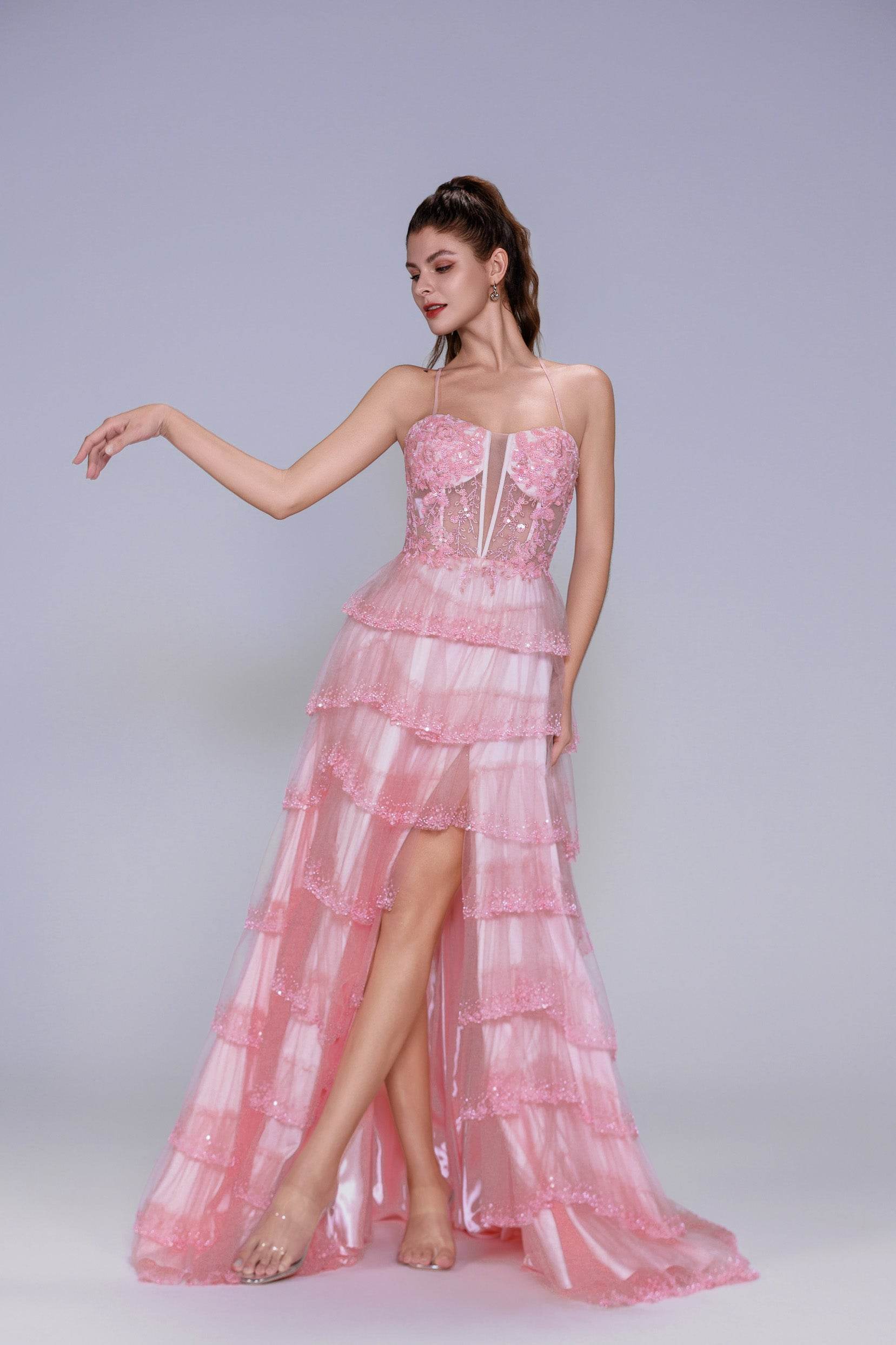 Ball Gown Sweep-Brush Train Tulle Prom Dress CS1048 - COCOMELODY