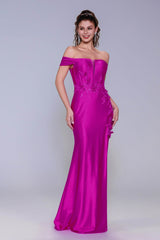 Sheath-Column Sweep-Brush Train Stretch Satin Prom Dress CS1050 - COCOMELODY
