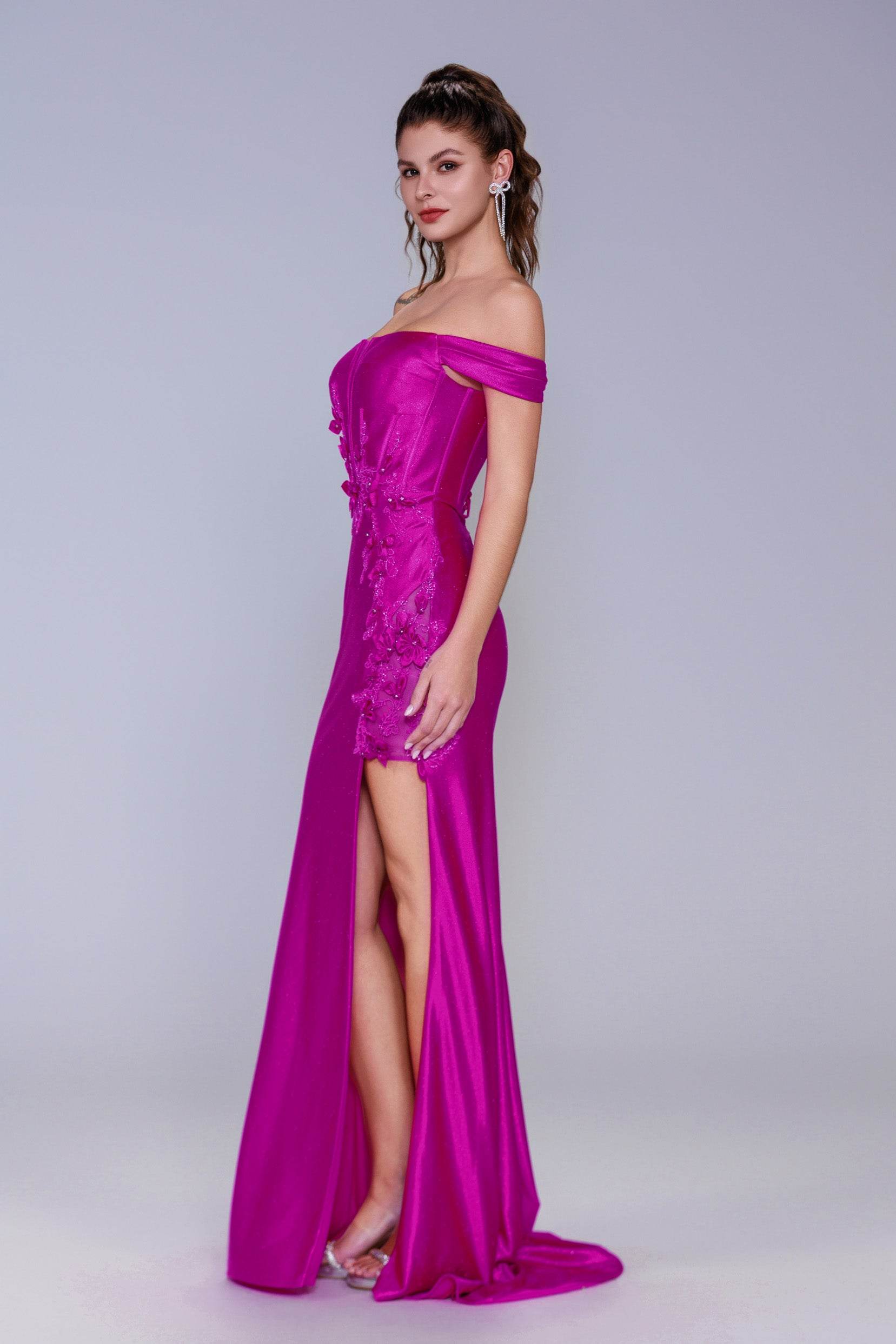 Sheath-Column Sweep-Brush Train Stretch Satin Prom Dress CS1050 - COCOMELODY