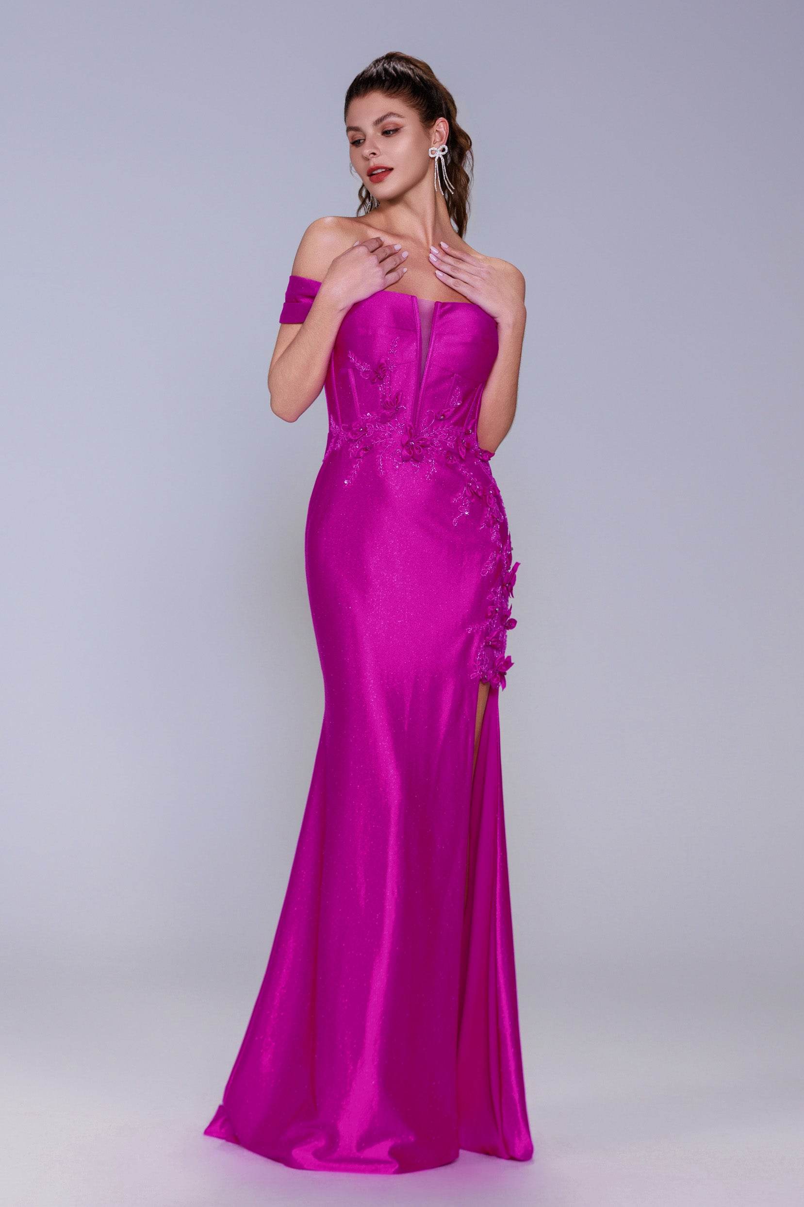 Sheath-Column Sweep-Brush Train Stretch Satin Prom Dress CS1050 - COCOMELODY