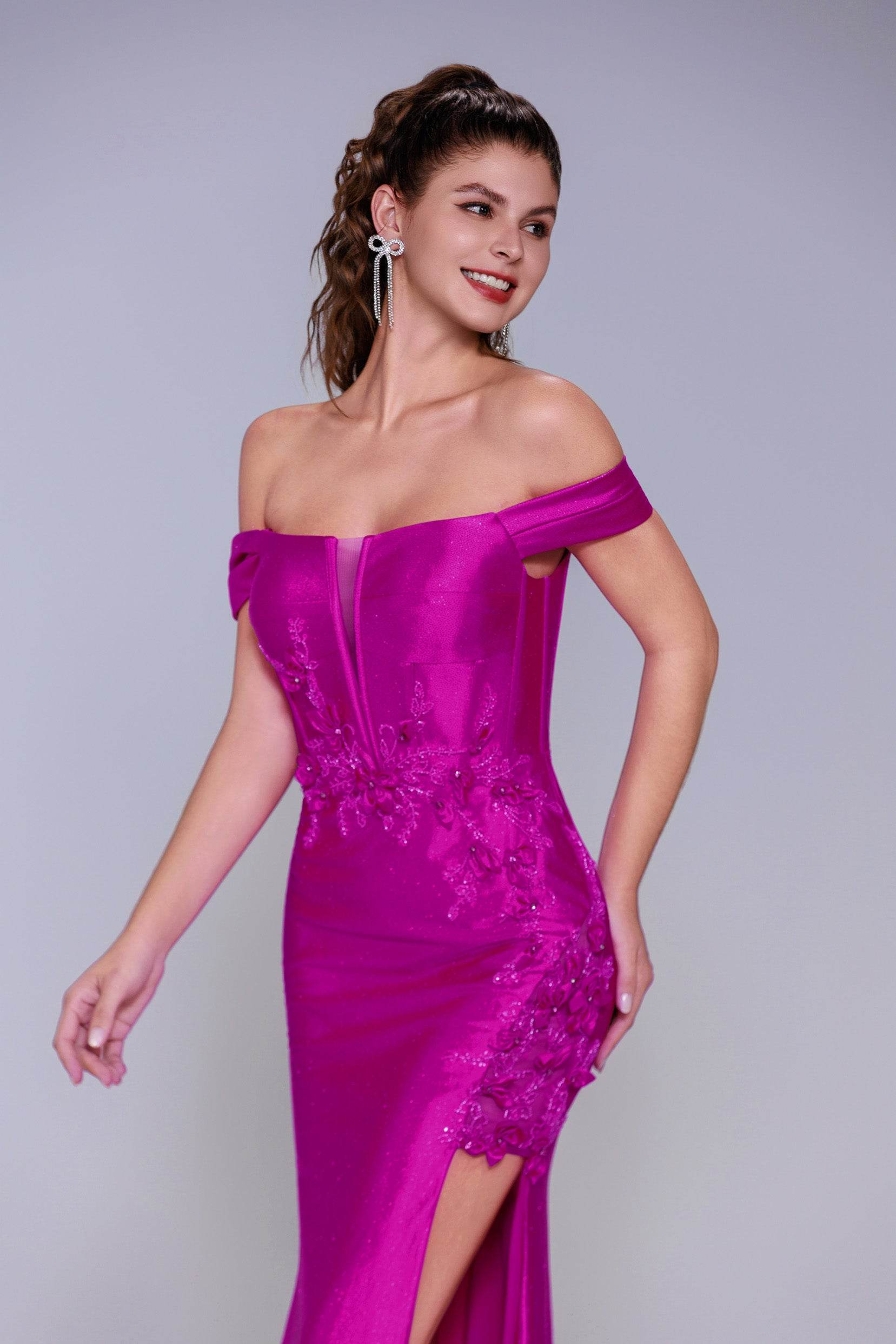 Sheath-Column Sweep-Brush Train Stretch Satin Prom Dress CS1050 - COCOMELODY