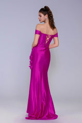 Sheath-Column Sweep-Brush Train Stretch Satin Prom Dress CS1050 - COCOMELODY