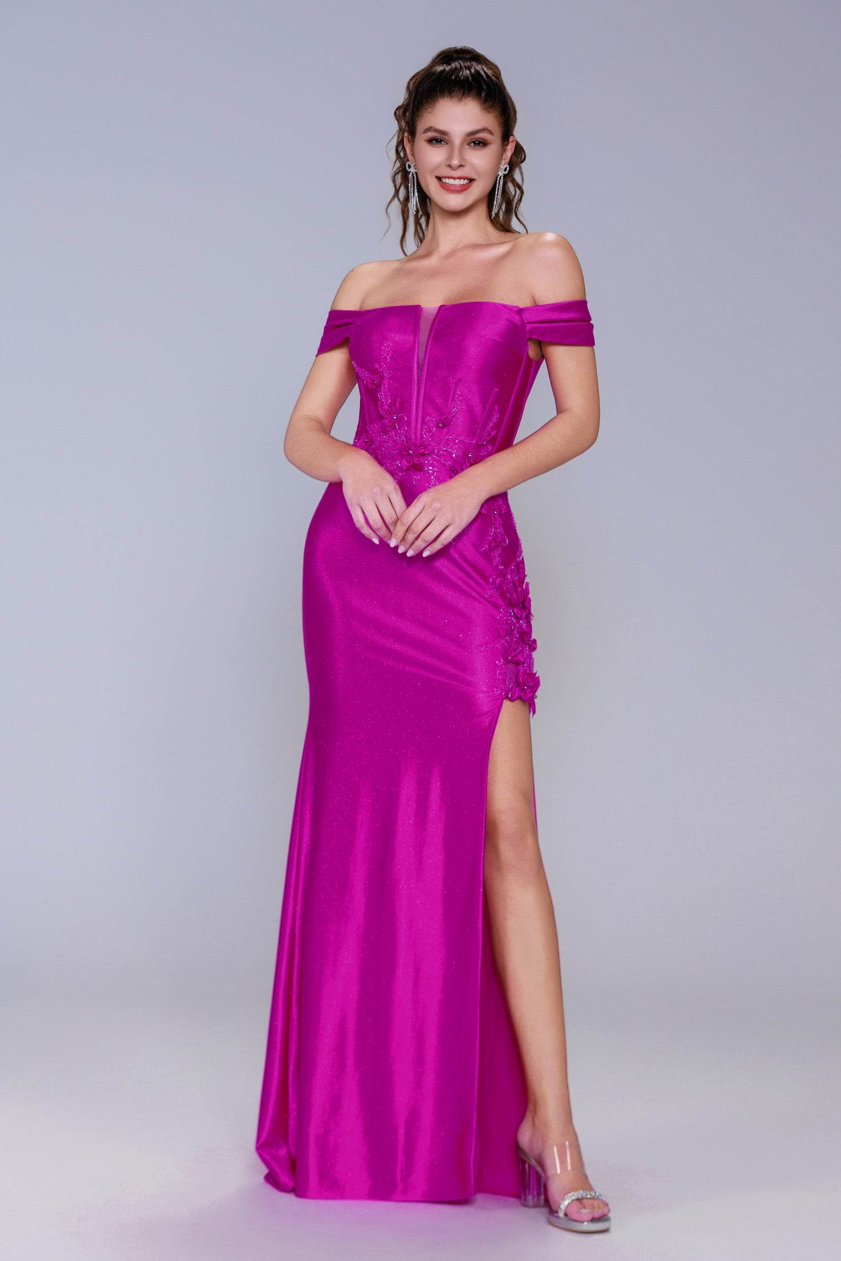 Sheath-Column Sweep-Brush Train Stretch Satin Prom Dress CS1050 - COCOMELODY