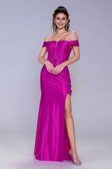 Sheath-Column Sweep-Brush Train Stretch Satin Prom Dress CS1050 - COCOMELODY