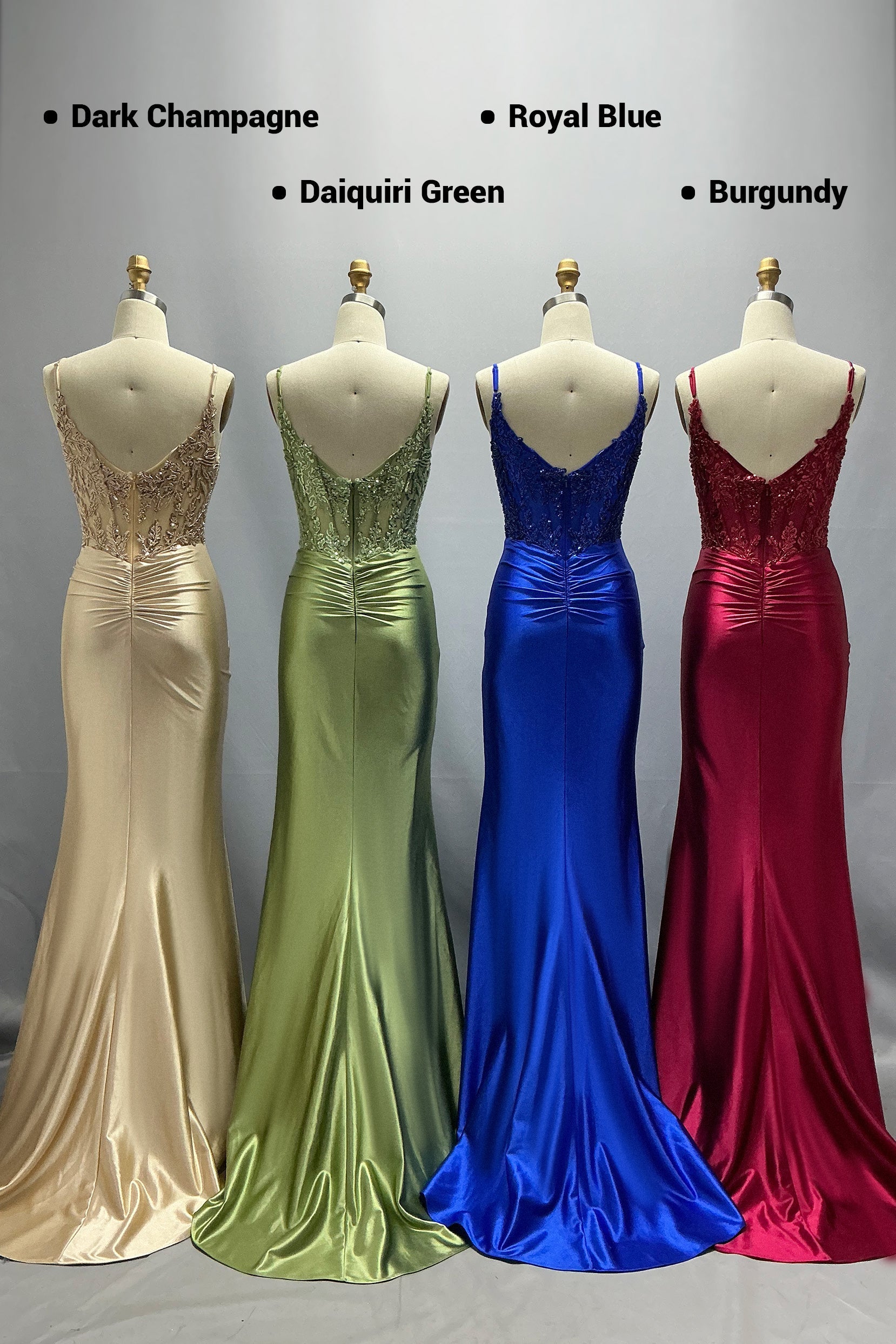 Sheath-Column Sweep-Brush Train Stretch Satin Prom Dress CS1051