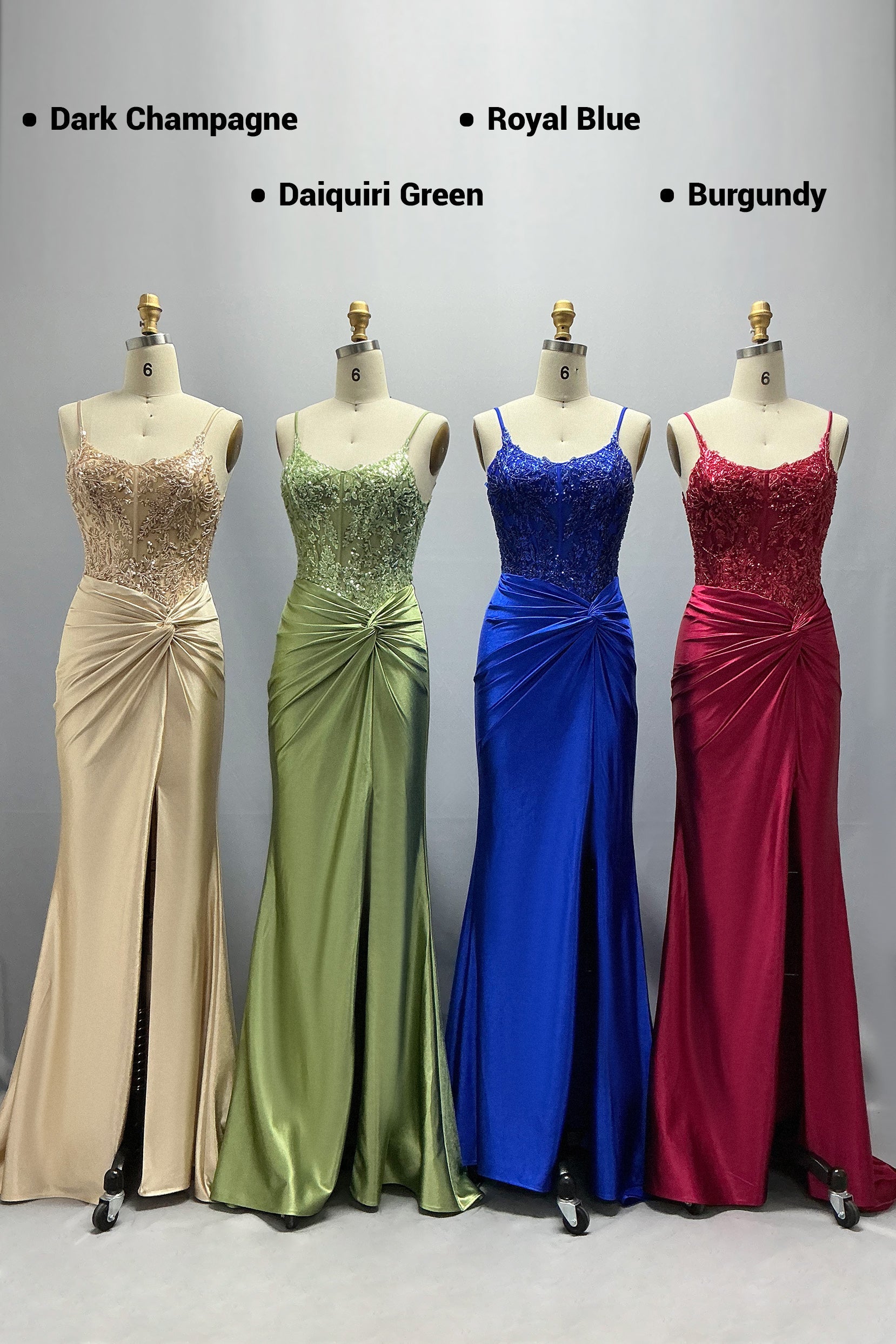 Sheath-Column Sweep-Brush Train Stretch Satin Prom Dress CS1051