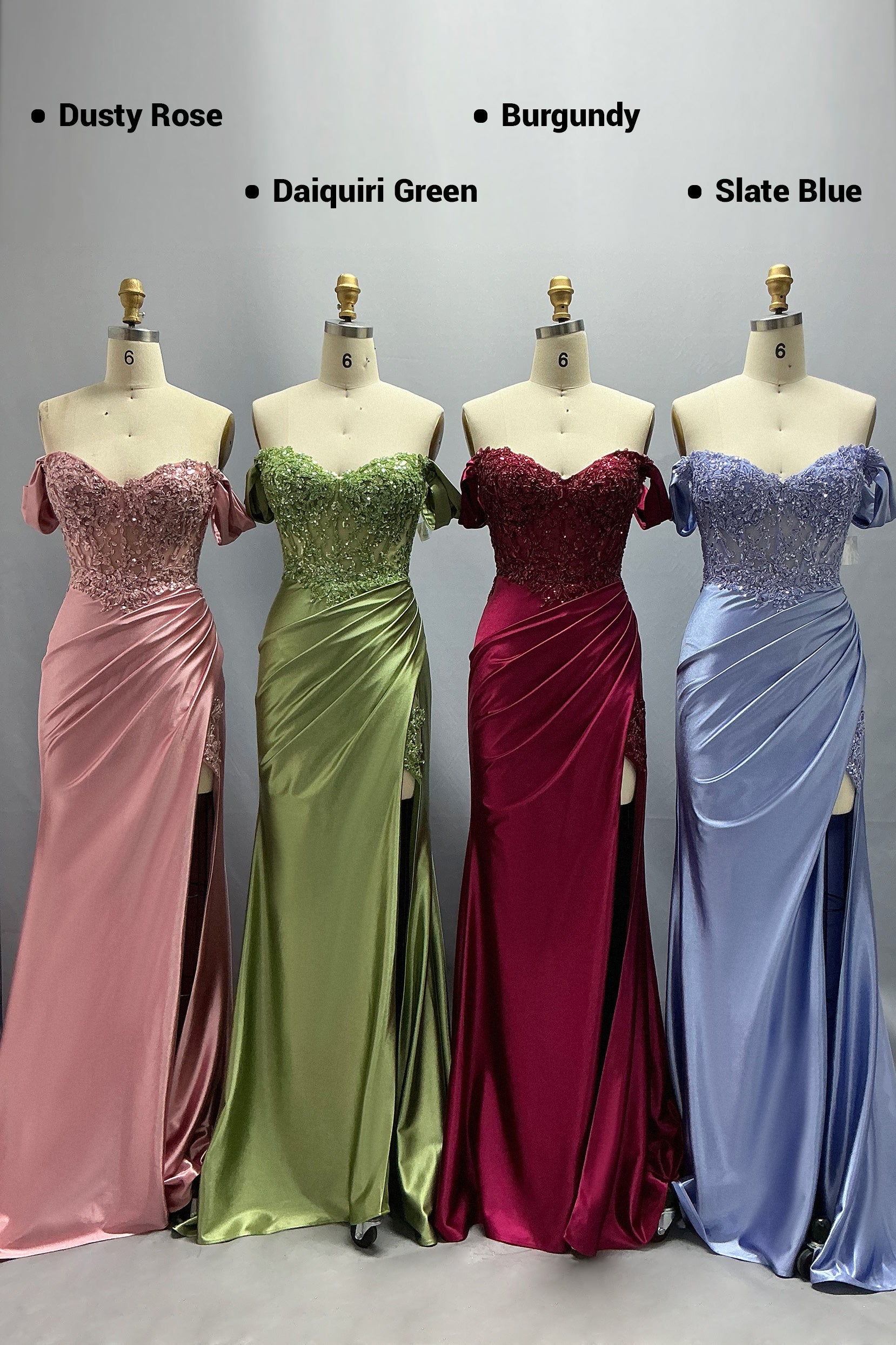 Sheath-Column Sweep-Brush Train Stretch Satin Prom Dress CS1052