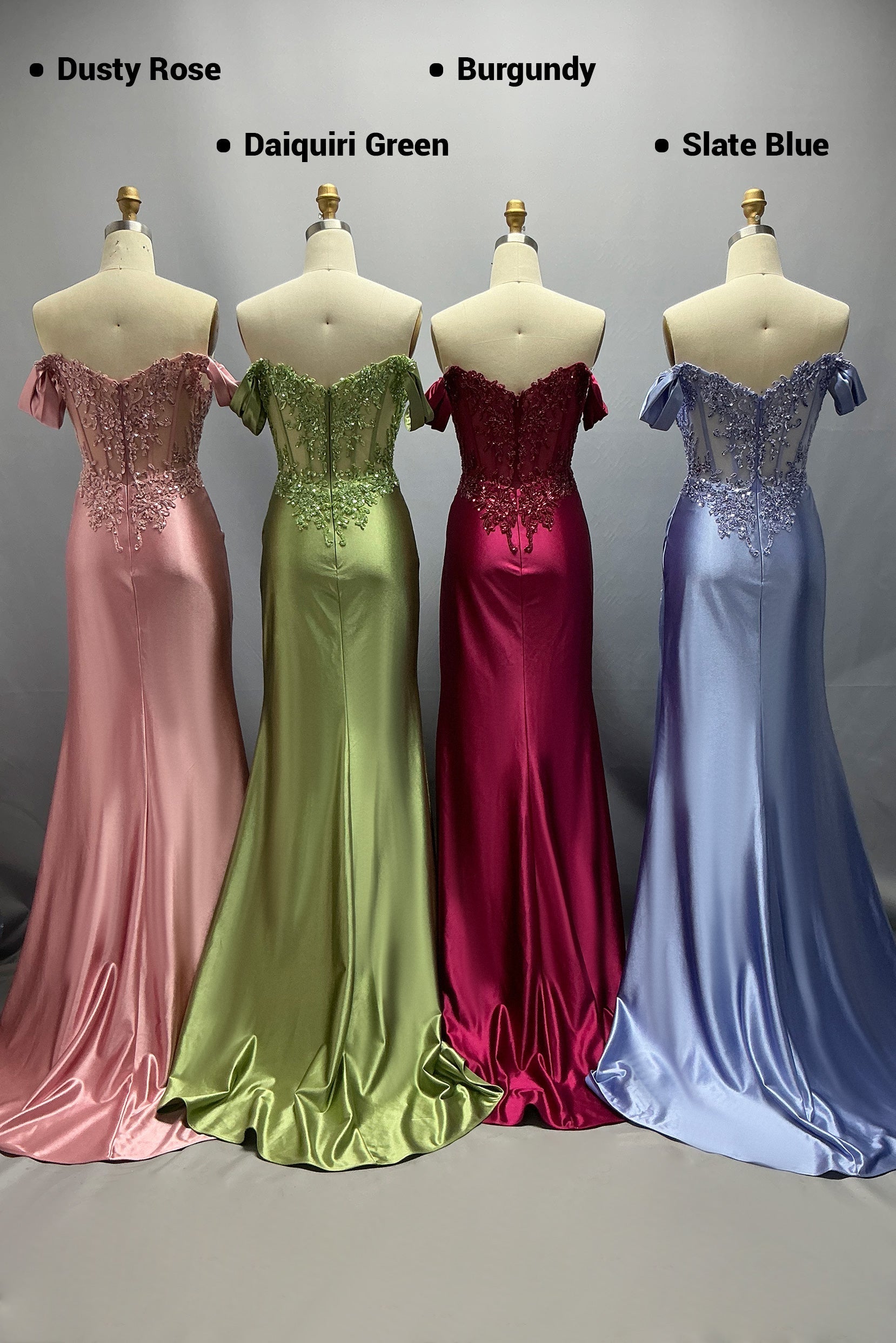 Sheath-Column Sweep-Brush Train Stretch Satin Prom Dress CS1052
