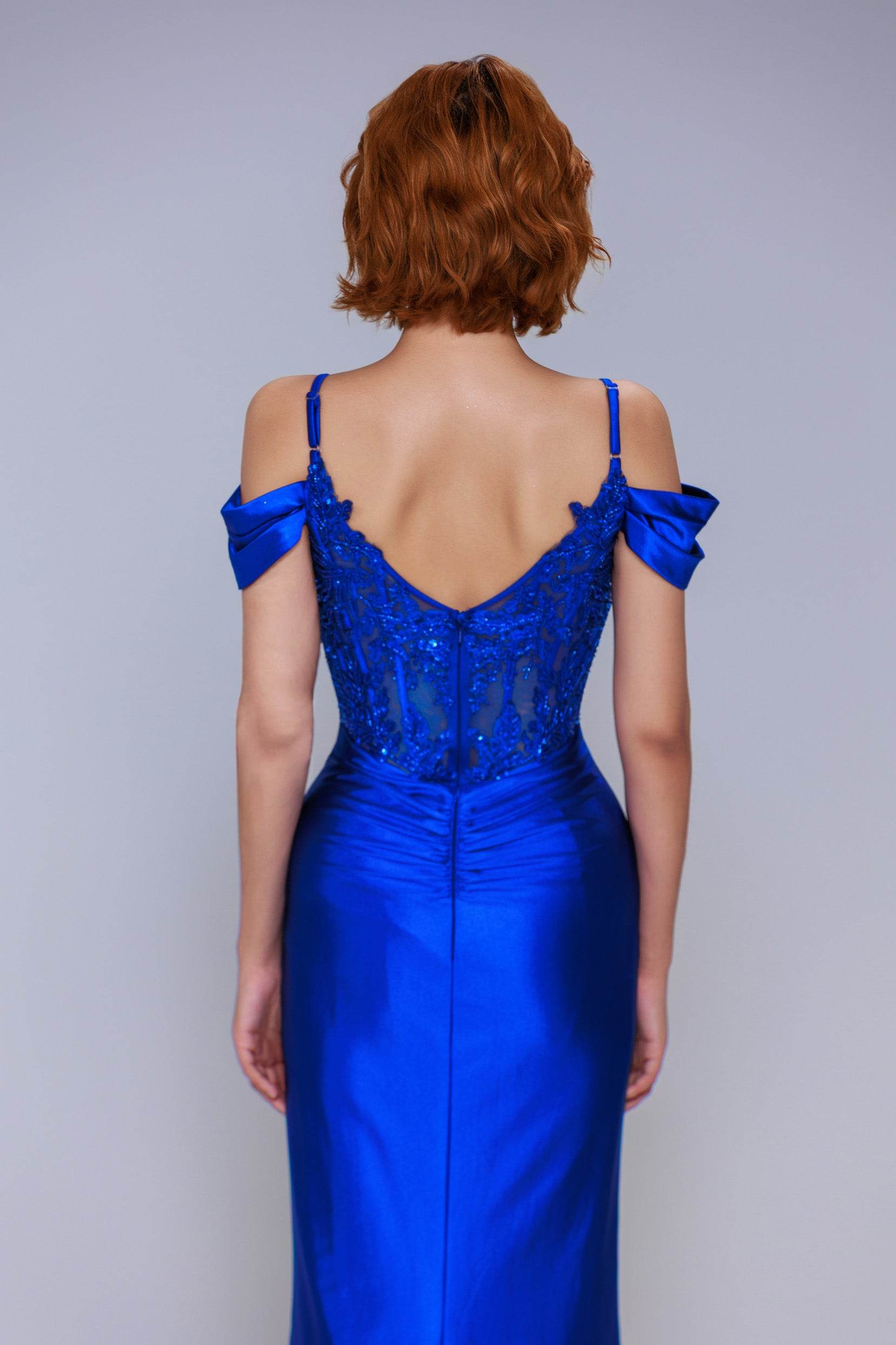 Sheath-Column Sweep-Brush Train Stretch Satin Prom Dress CS1053 - COCOMELODY