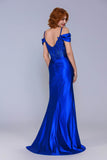 Sheath-Column Sweep-Brush Train Stretch Satin Prom Dress CS1053 - COCOMELODY