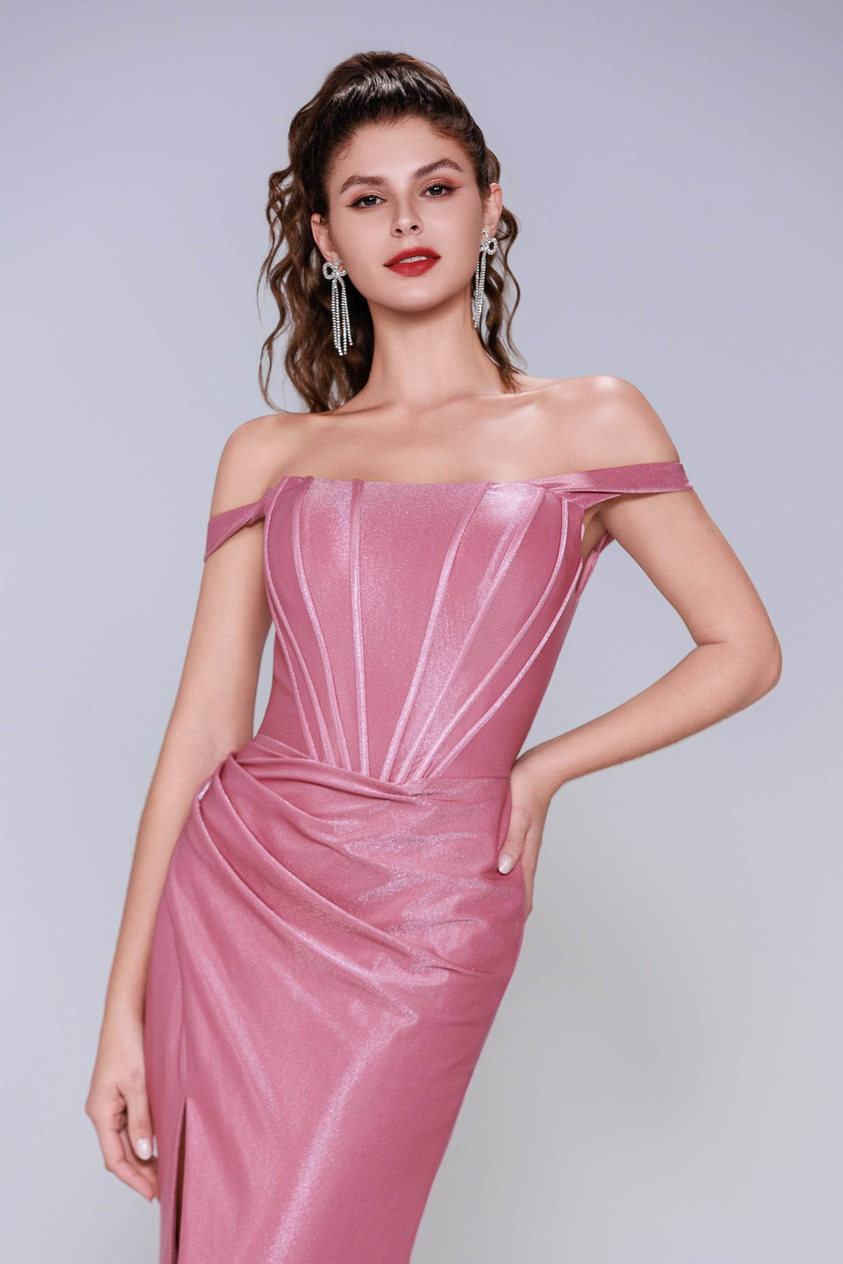 Sheath-Column Sweep-Brush Train Stretch Satin Prom Dress CS1055 - COCOMELODY