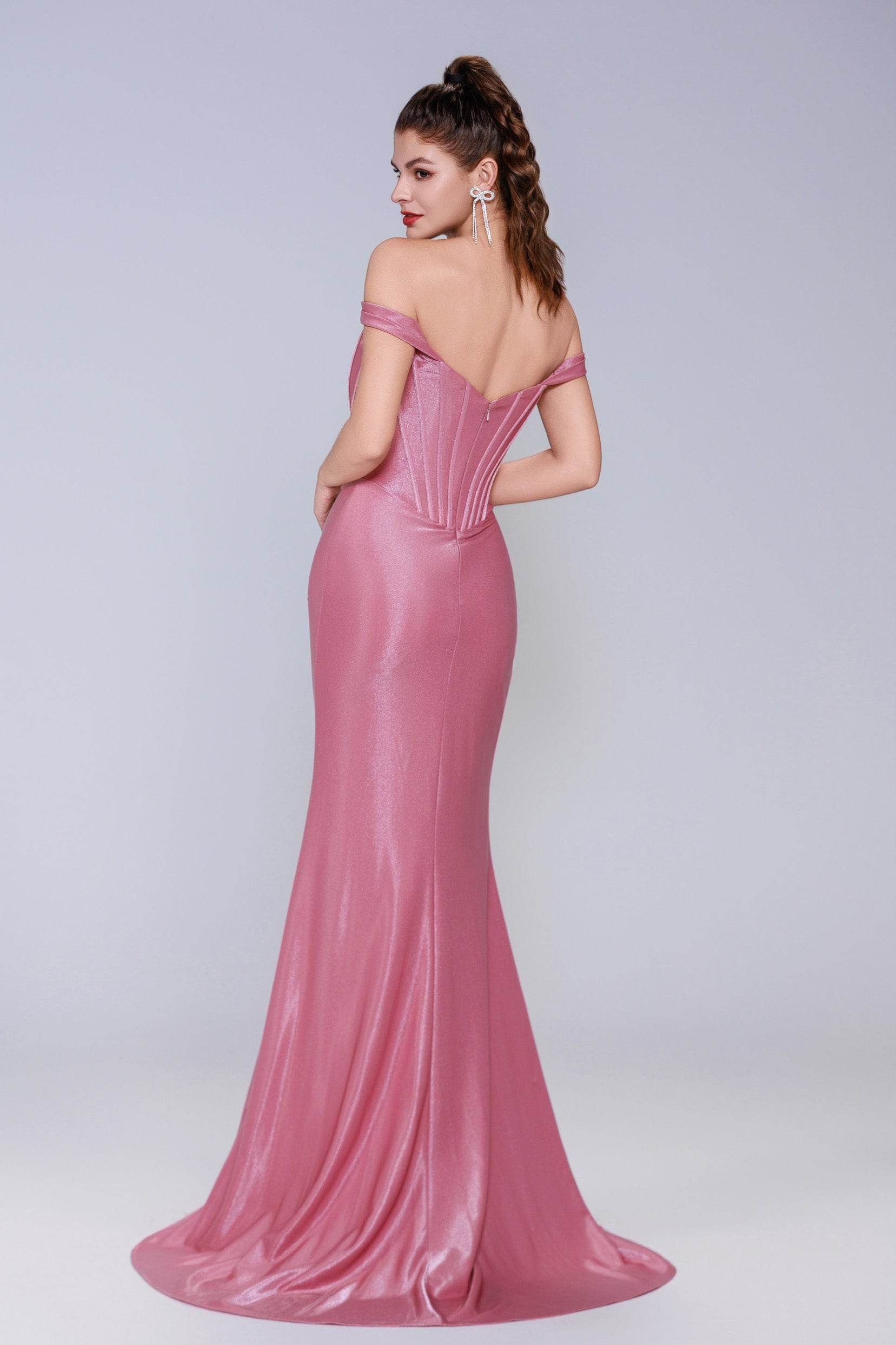 Sheath-Column Sweep-Brush Train Stretch Satin Prom Dress CS1055 - COCOMELODY