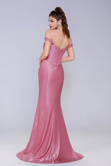 Sheath-Column Sweep-Brush Train Stretch Satin Prom Dress CS1055 - COCOMELODY