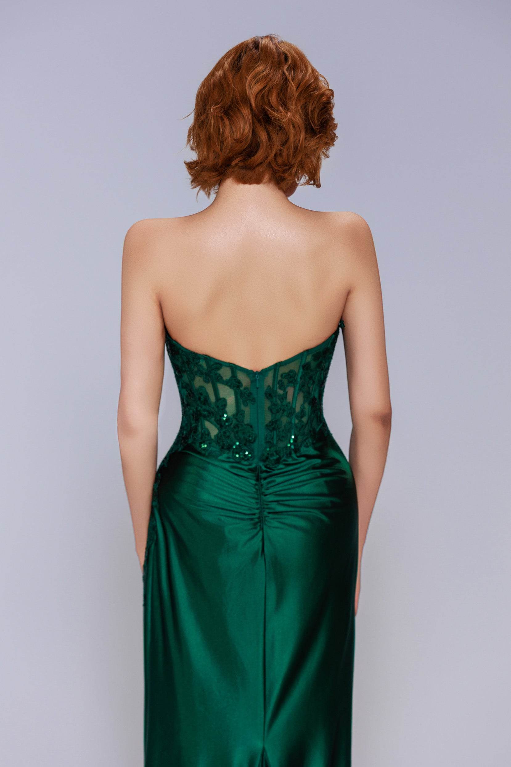 Sheath-Column Sweep-Brush Train Stretch Satin Prom Dress CS1056 - COCOMELODY