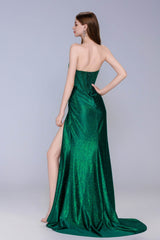 Sheath-Column Sweep-Brush Train Stretch Satin Prom Dress CS1057 - COCOMELODY
