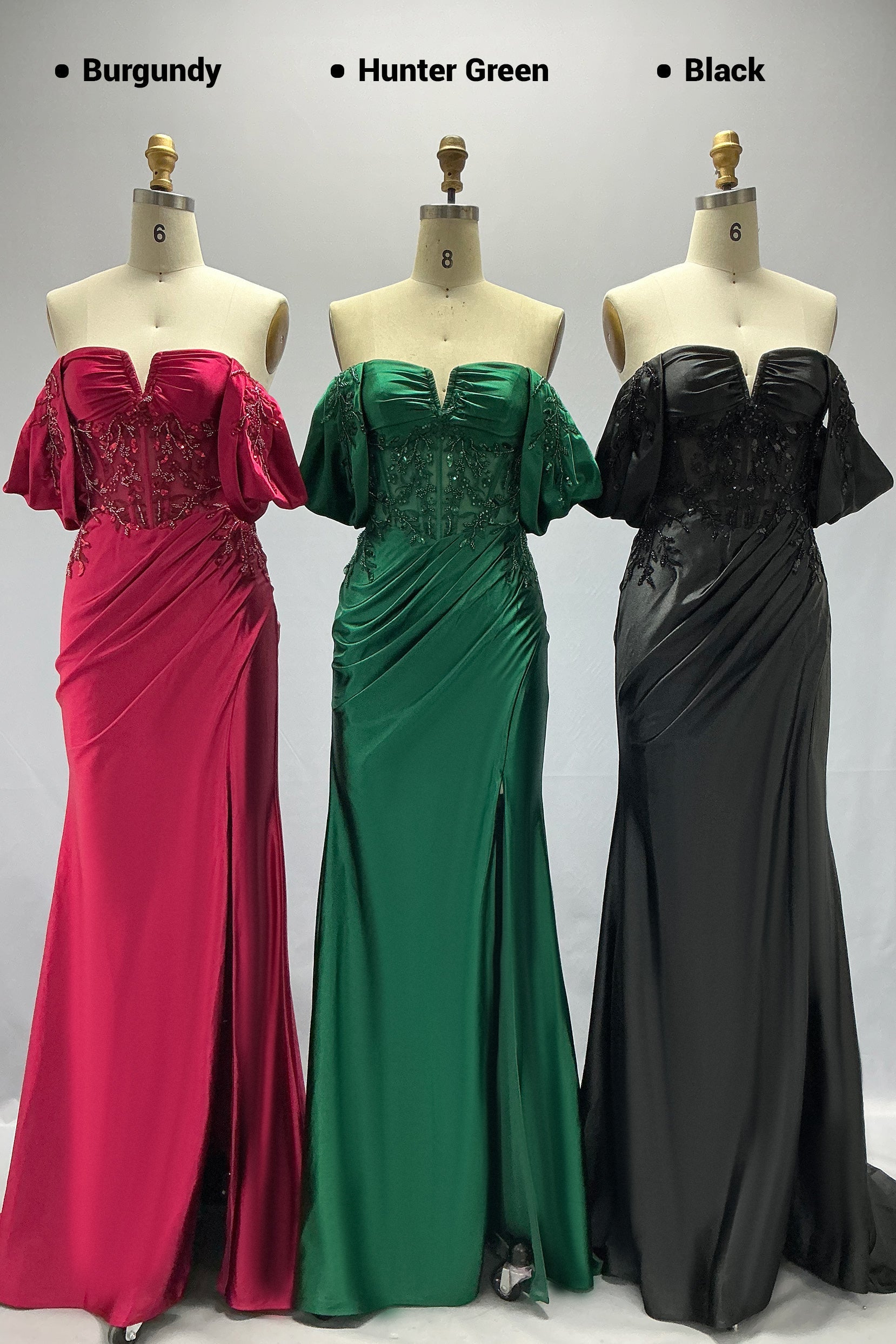 Sheath-Column Sweep-Brush Train Stretch Satin Prom Dress CS1058