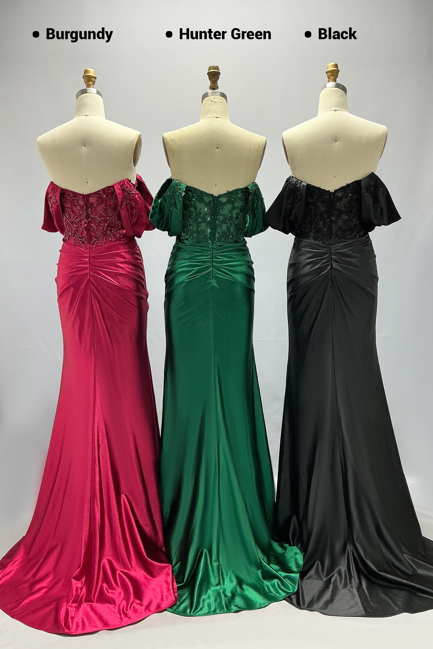 Sheath-Column Sweep-Brush Train Stretch Satin Prom Dress CS1058
