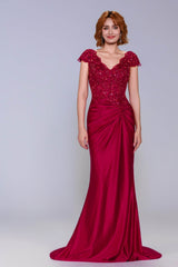 Sheath-Column Sweep-Brush Train Stretch Satin Prom Dress CS1059 - COCOMELODY