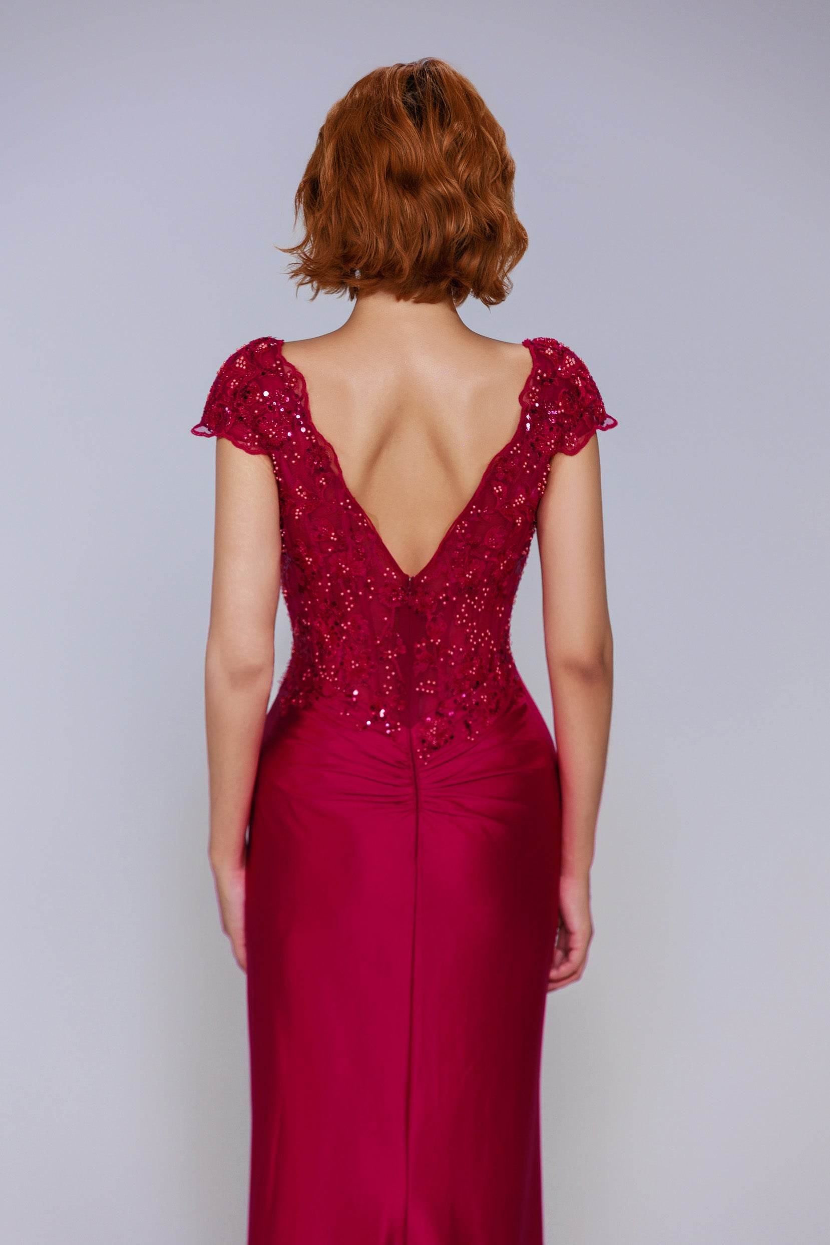 Sheath-Column Sweep-Brush Train Stretch Satin Prom Dress CS1059 - COCOMELODY
