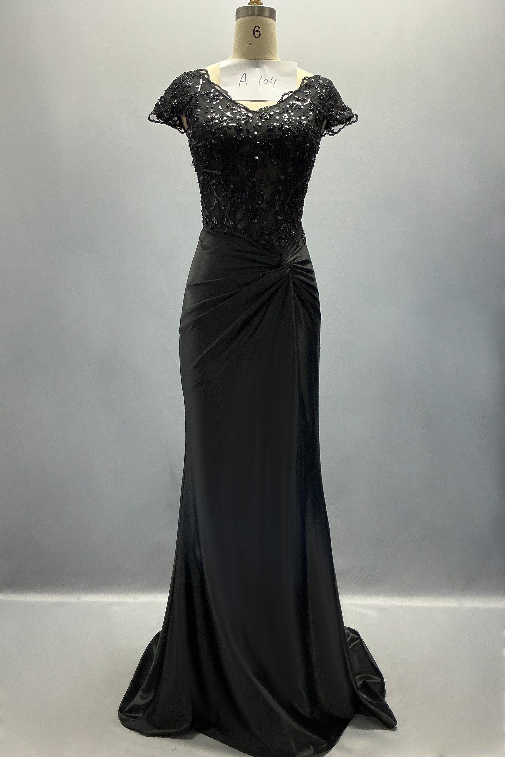 Sheath-Column Sweep-Brush Train Stretch Satin Prom Dress CS1059