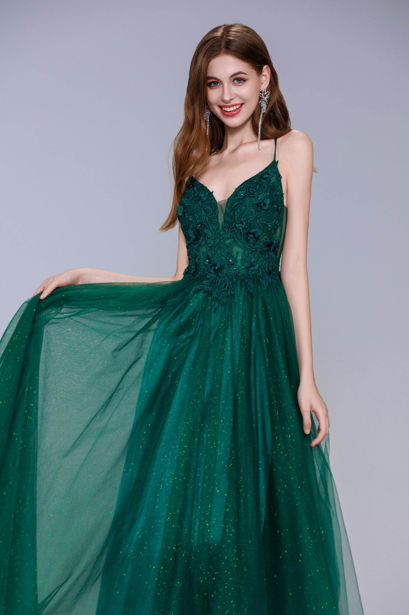 A-Line Maxi Tulle Prom Dress CS1060 - COCOMELODY