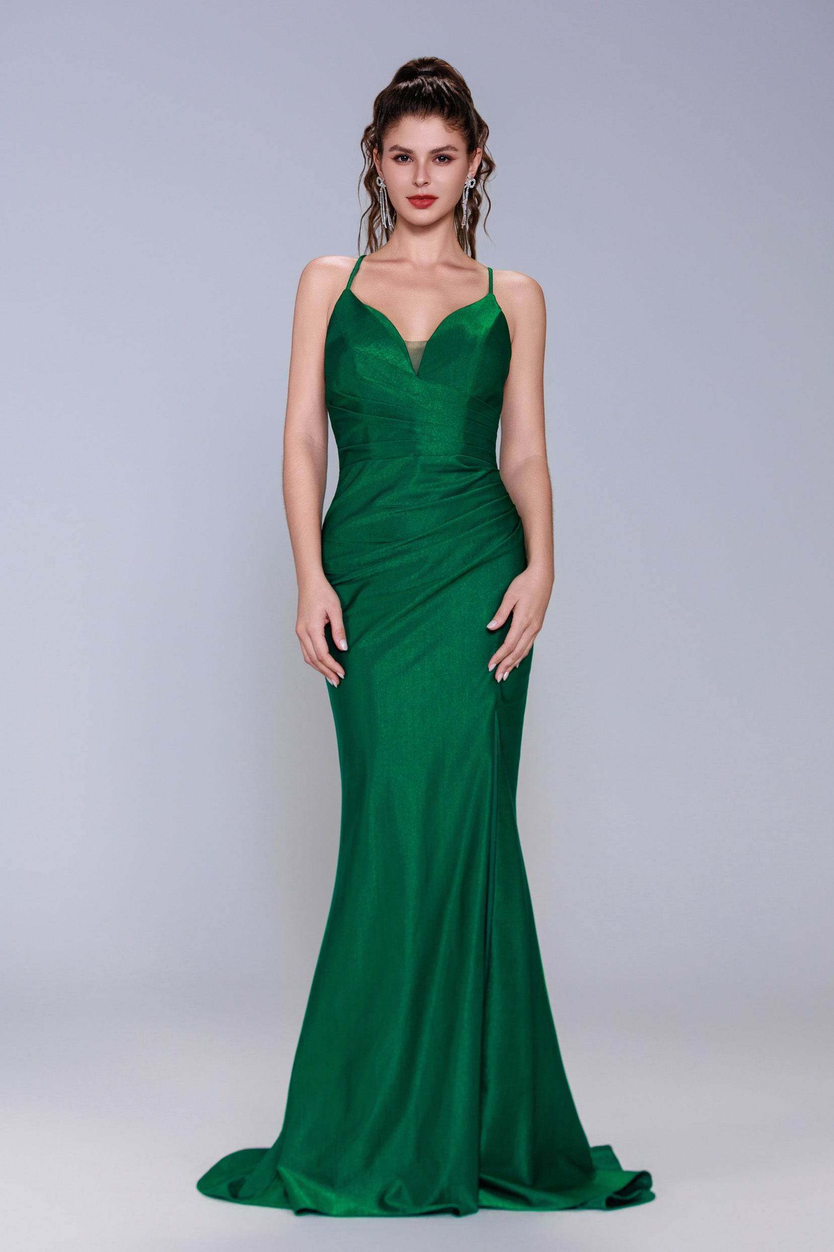 Sheath-Column Sweep-Brush Train Stretch Satin Prom Dress CS1061 - COCOMELODY