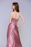 Sheath-Column Sweep-Brush Train Stretch Satin Prom Dress CS1063 - COCOMELODY