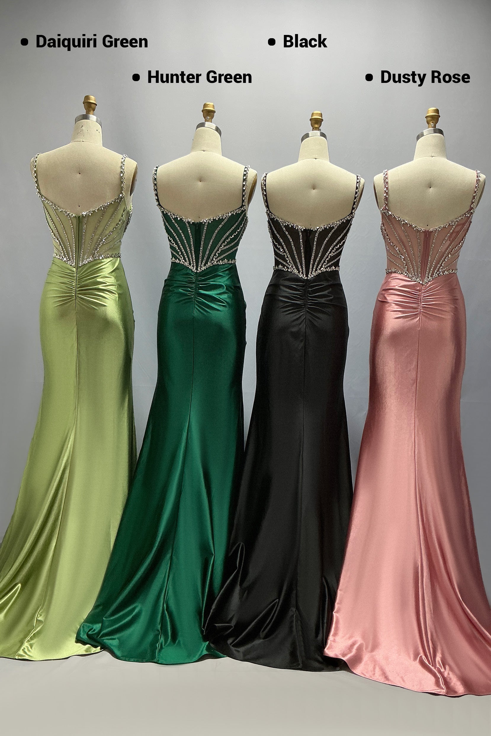 Sheath-Column Sweep-Brush Train Stretch Satin Prom Dress CS1064