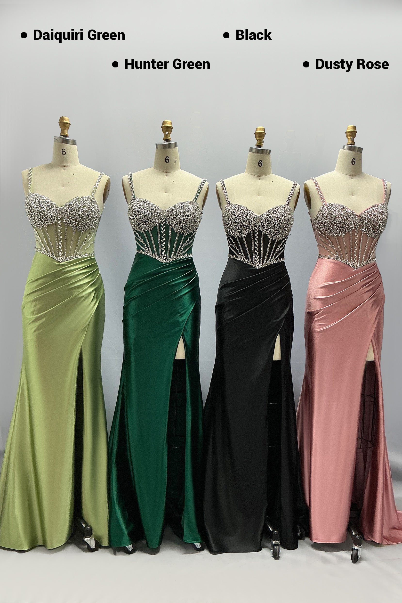 Sheath-Column Sweep-Brush Train Stretch Satin Prom Dress CS1064