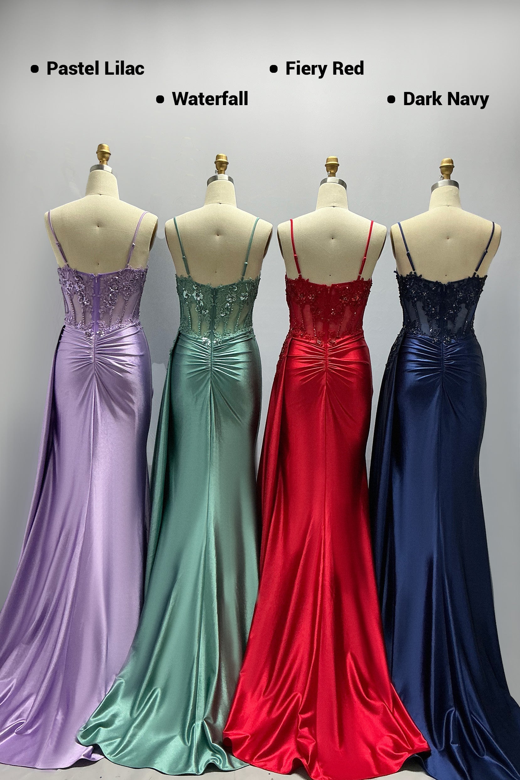Sheath-Column Sweep-Brush Train Stretch Satin Prom Dress CS1065